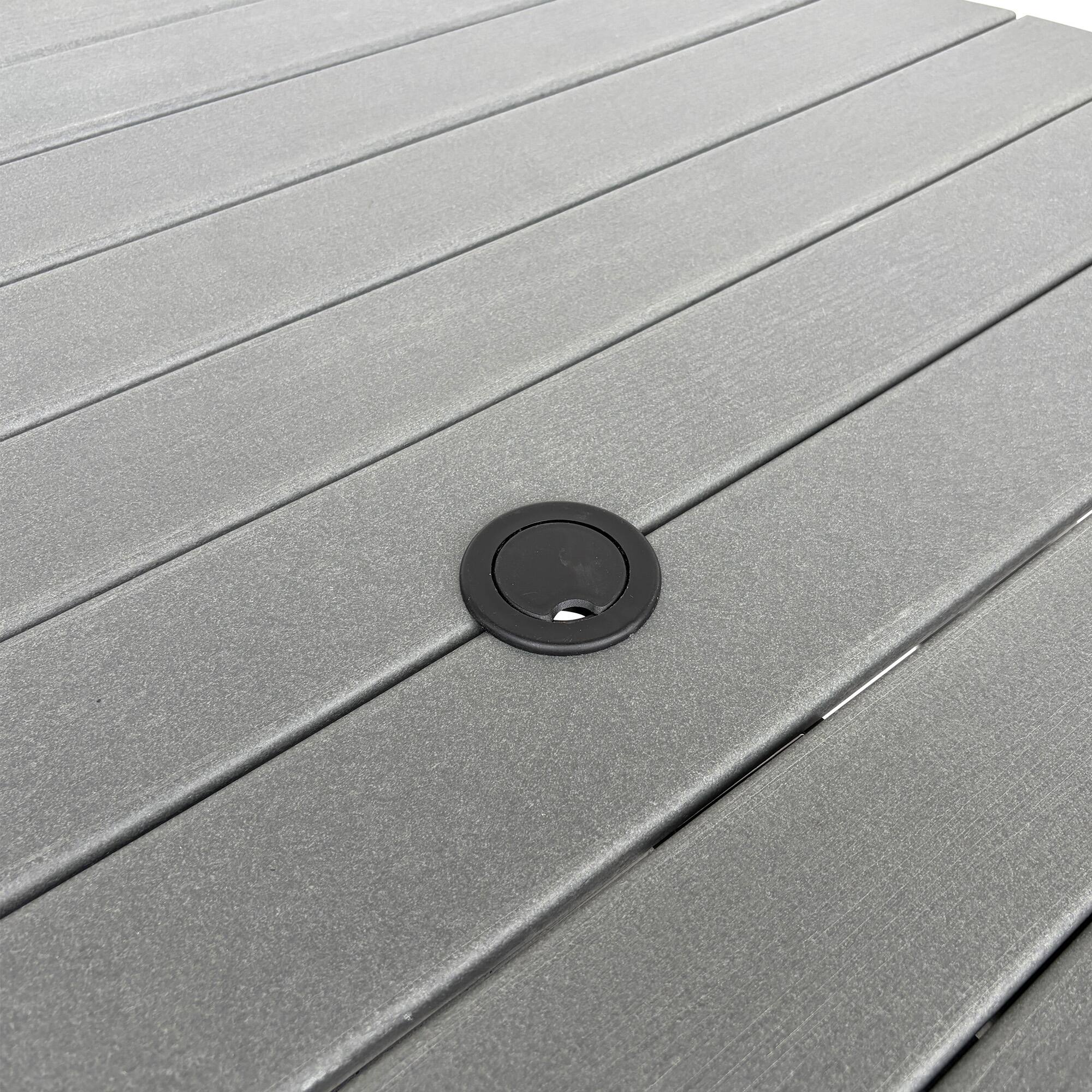 Alt View 4. Fortune Candy - 43.7" HDPE Outdoor Dining Table, Patio Round Folding Table with Umbrella Hole, All Weather-Resistant for Backyard & Deck - Gray.