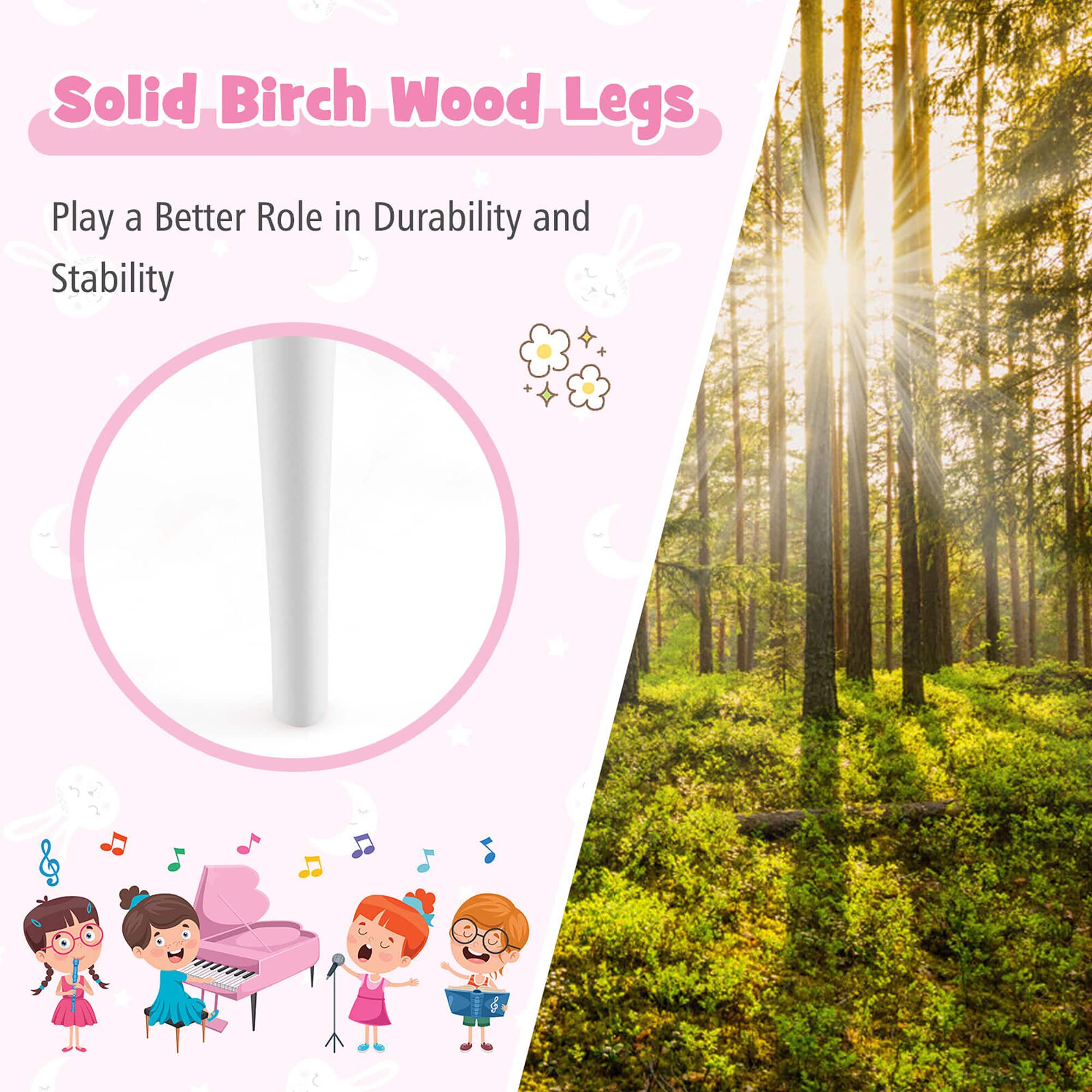 Solid Birch Wood Legs play a better role in durability and stability.