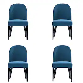 Manhattan Comfort - Hillman Modern Wood Upholstered Dining Chair - Set of 4 - Blue