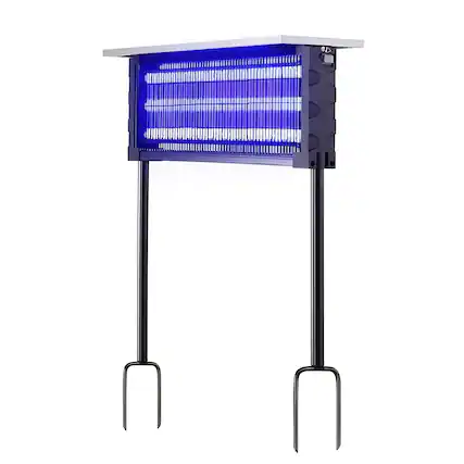 Front. Cluzine - Solar-Powered 3600V Electric Mosquito Killer, 3-Tube UV Light, for Outdoor Yard & Garden - Multicolor.