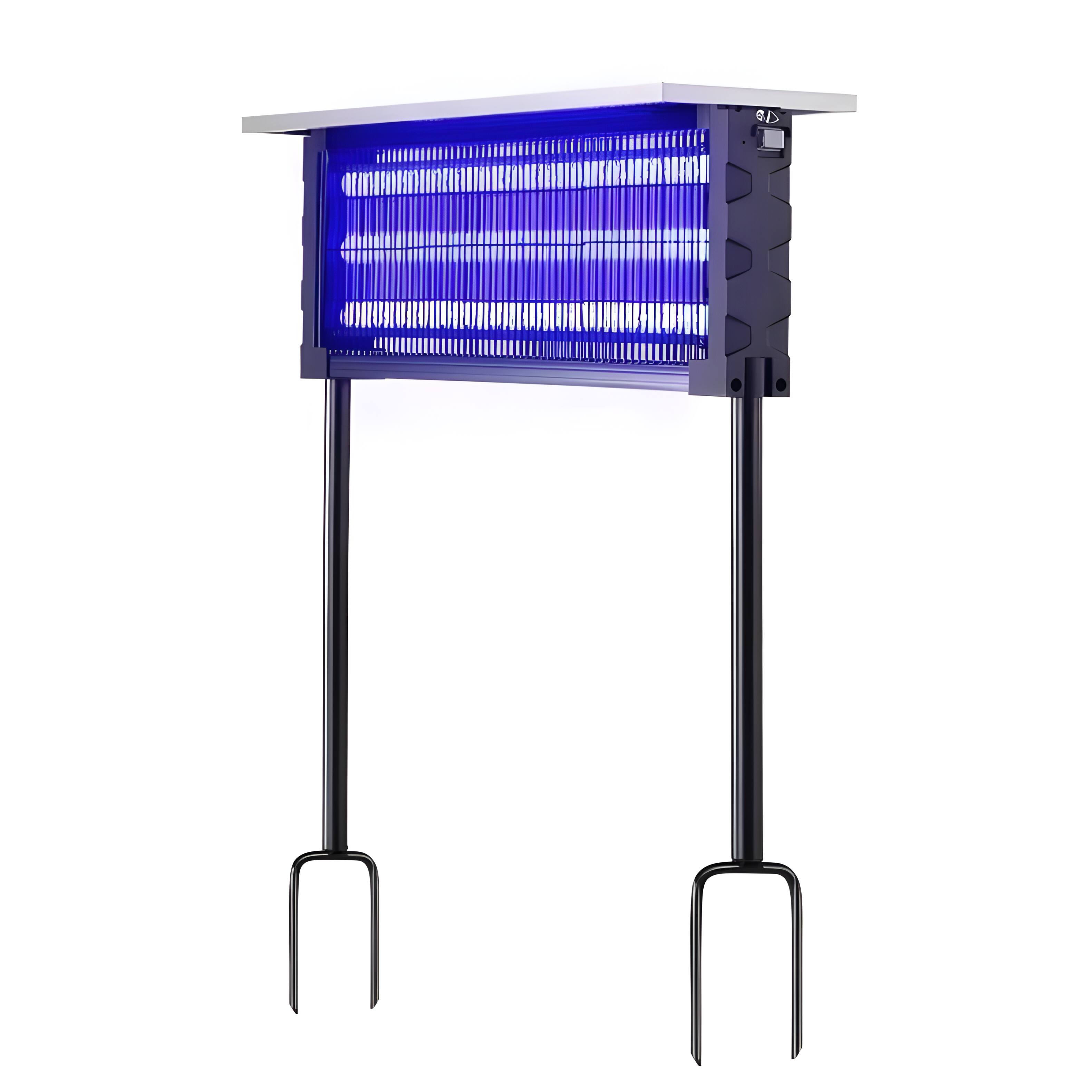 Front. Cluzine - Solar-Powered 3600V Electric Mosquito Killer, 3-Tube UV Light, for Outdoor Yard & Garden - Multicolor.