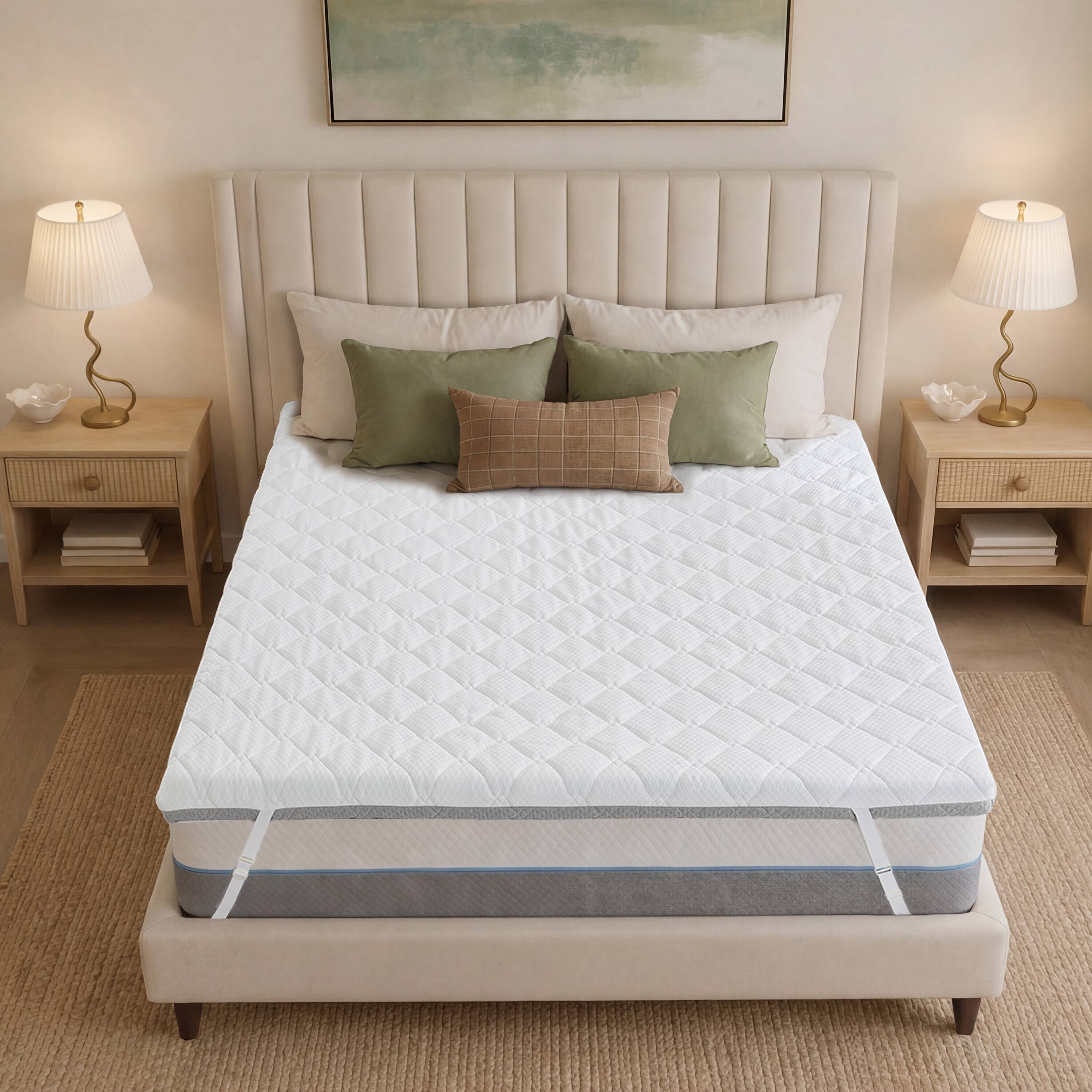 Angle. Vipbear - 3 Inch Extra Firm Mattress Topper, Bed Topper with Washable Cover - 3 inch.