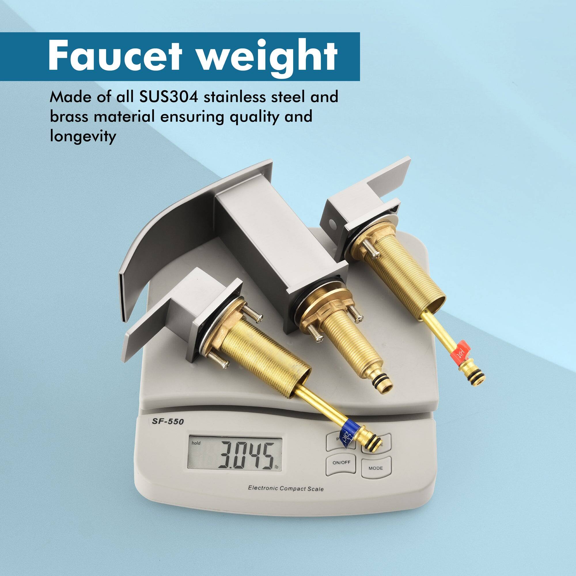Faucet weight

Made of all SUS304 stainless steel and brass material ensuring quality and longevity

SF-550

3.045

Electronic Compact Scale