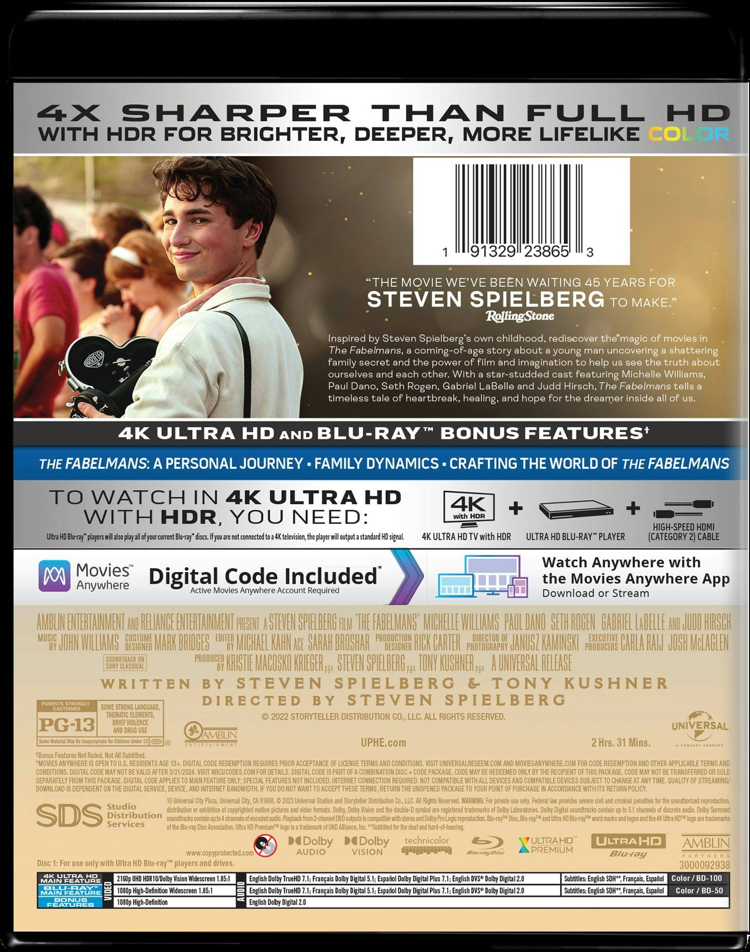 Back. The Fabelmans (4K Ultra HD + Blu-ray) [UHD].