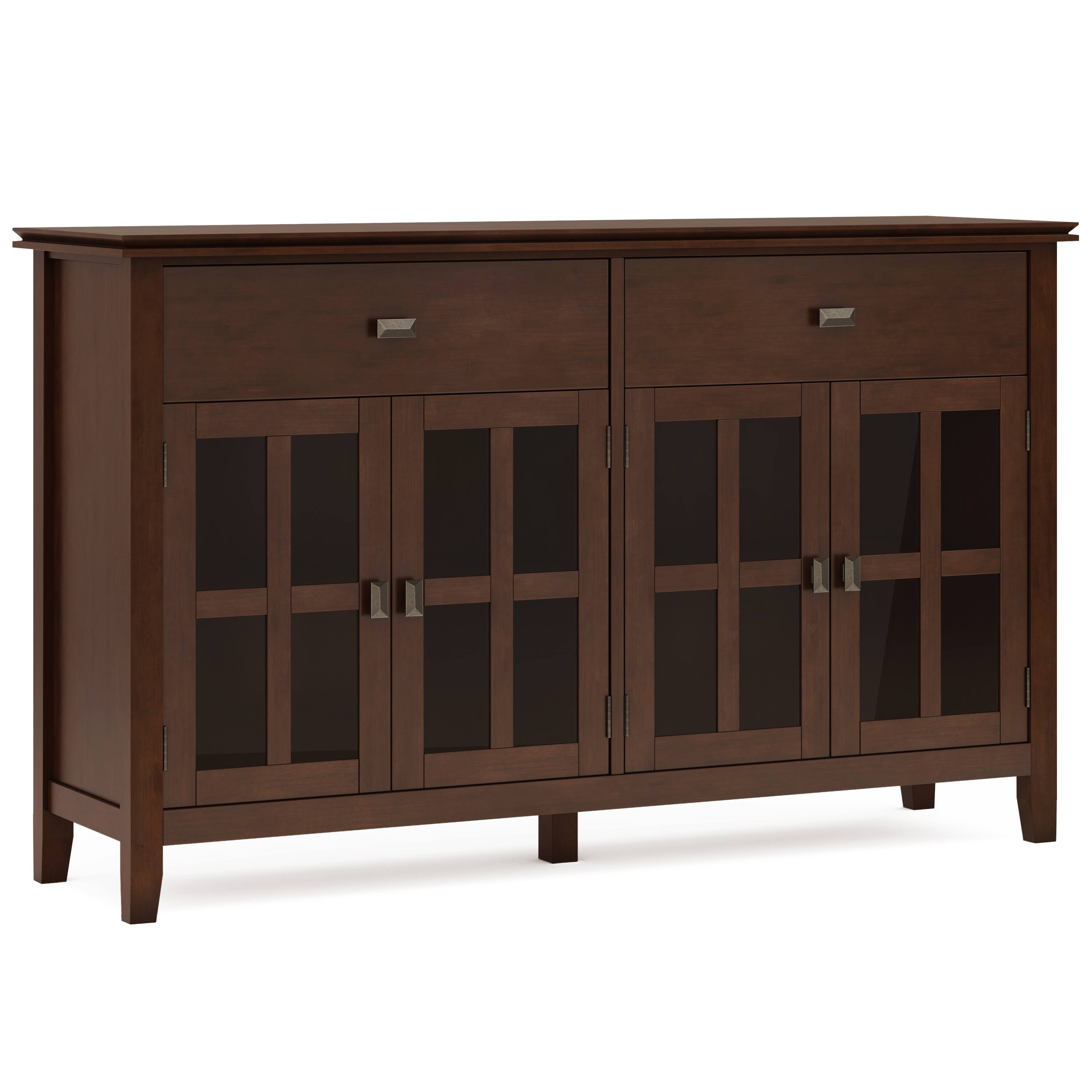 Front. Simpli Home - Artisan Large 4 Door Sideboard Buffet - Russet Brown.