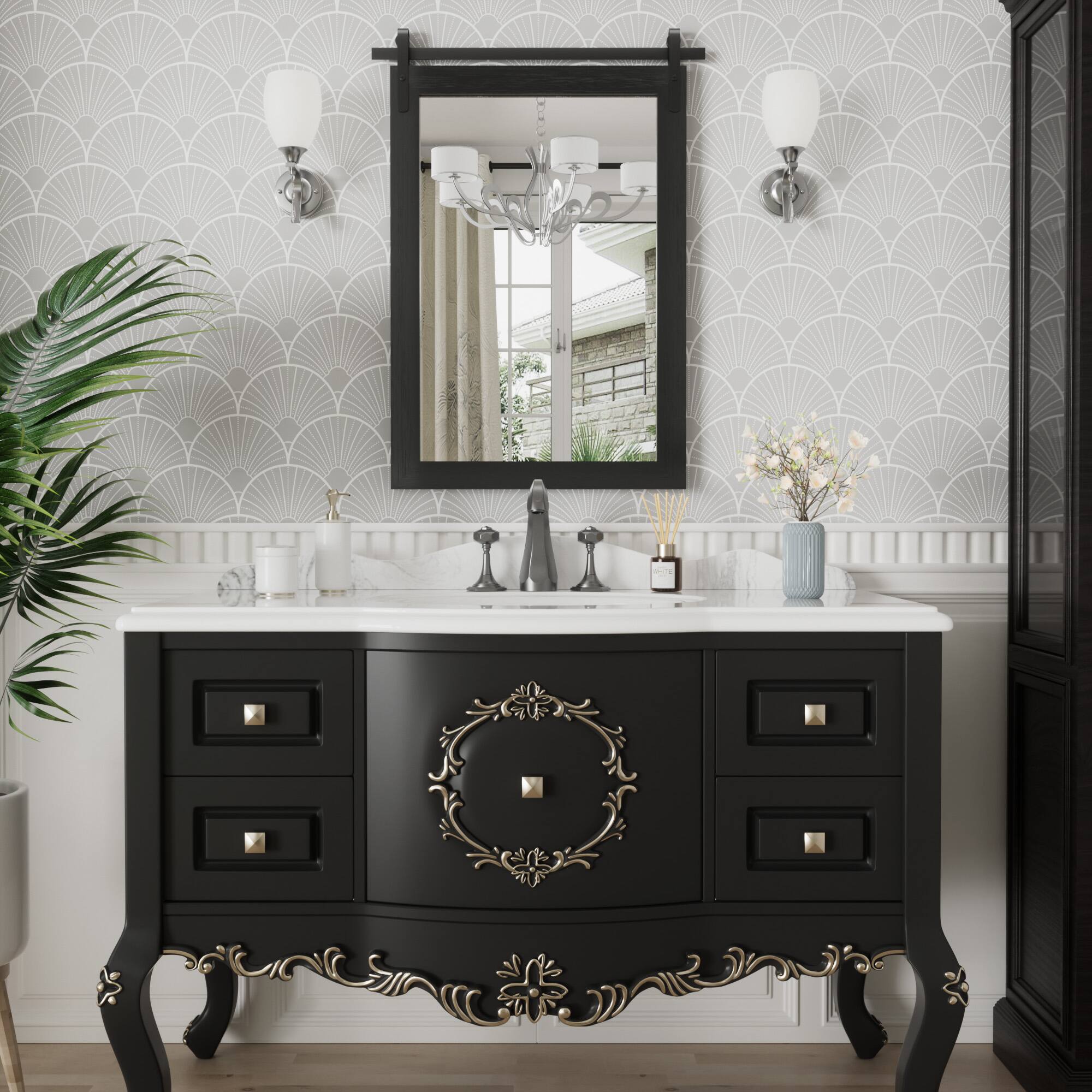 Alt View 6. PAIHOME - Wood Wall Mirror Modern Farmhouse Accent Rectangular Bathroom Mirror Vanity Mirror for Bedroom Living Room Decor - Black - 22"x30".