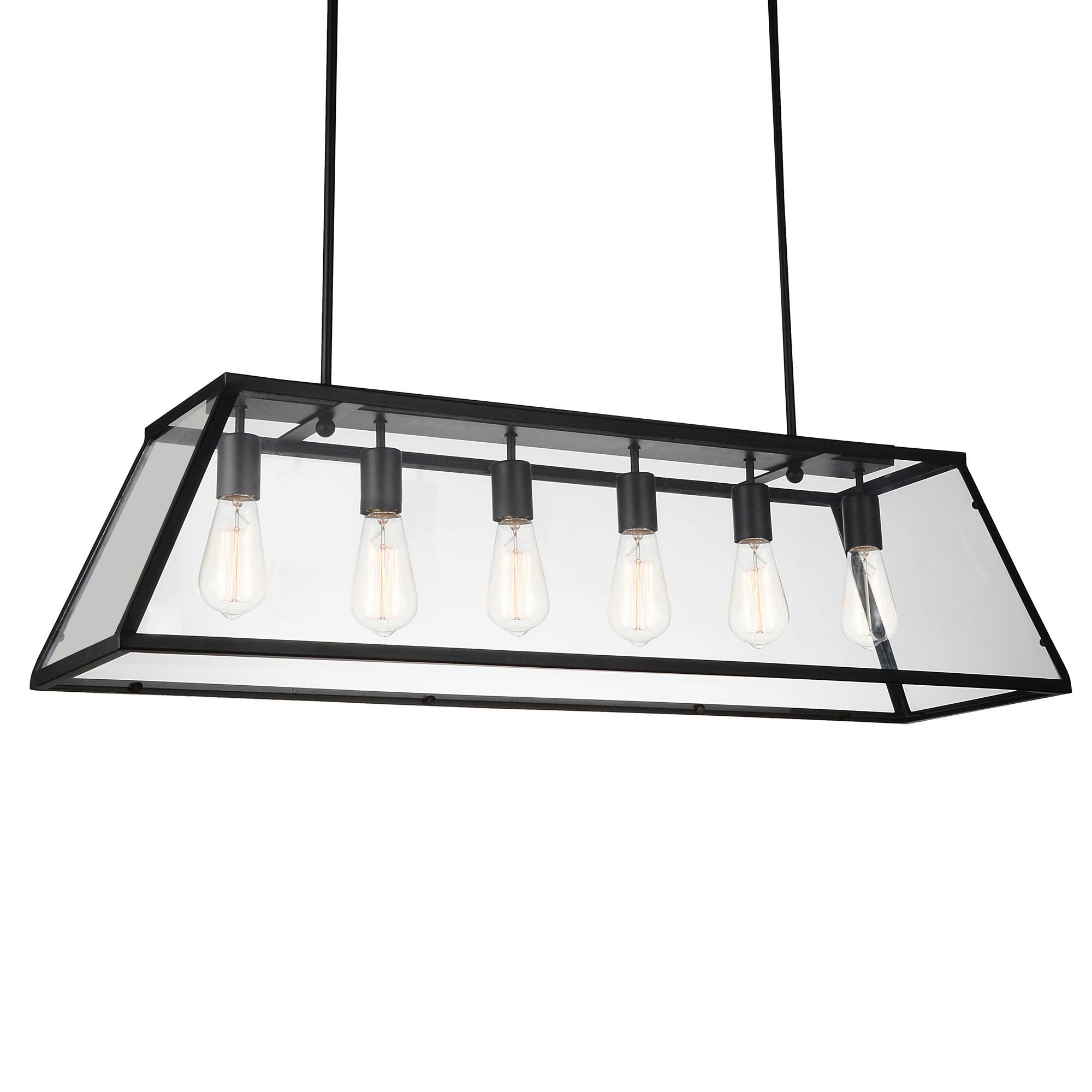 Angle. CWI Lighting - Alyson 6 Light Down Chandelier With Black Finish - Black.