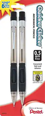 Preloaded with 6 pieces of lead
MECHANICAL PENCILS
QuickerClicker™
0.5 mm Fine
Convenient Side Lead Advance
Guaranteed to Snap
with Pentel® Lead
2
Spirit of Wonder
Pentel
04502