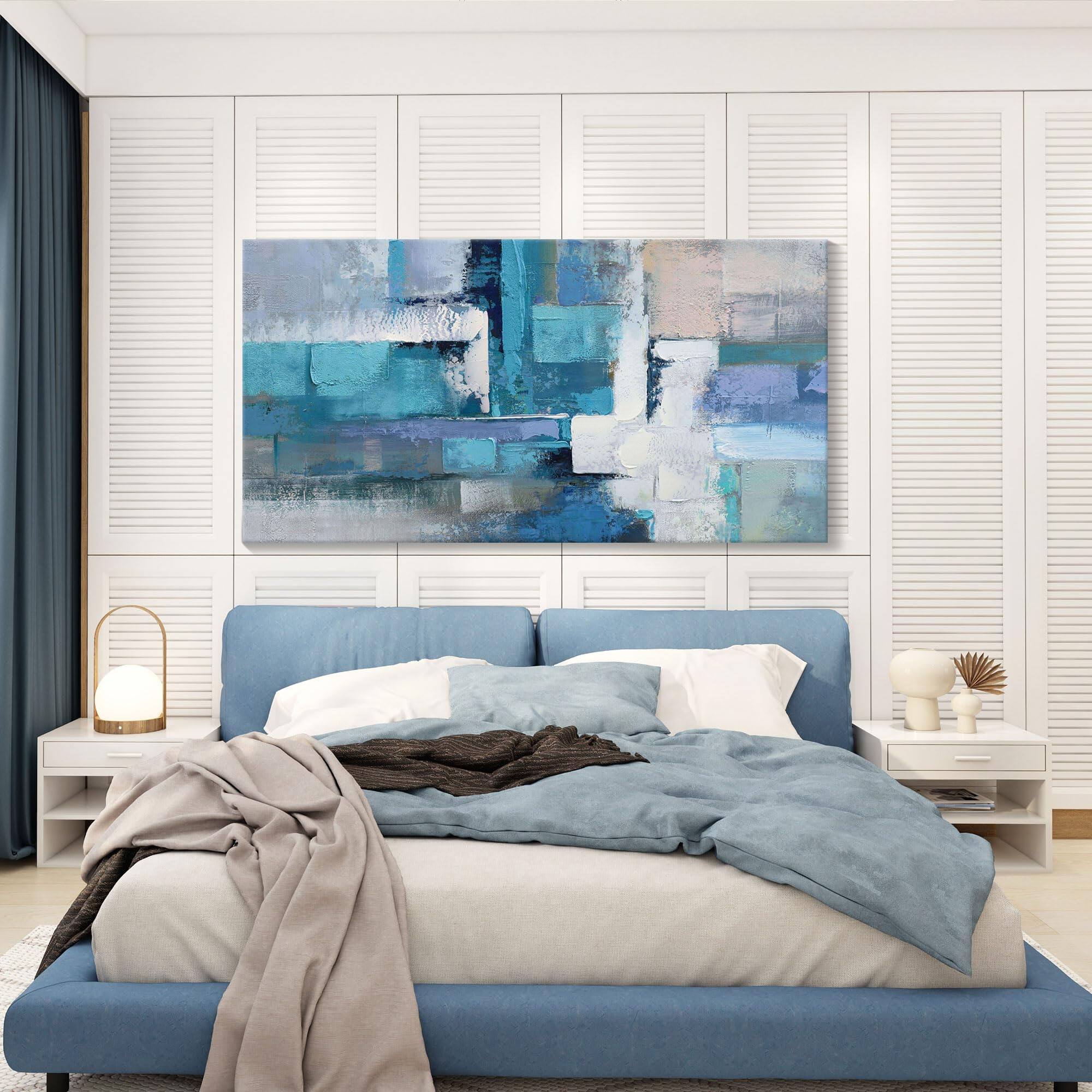 Alt View 6. Hirose Alice - AJAZIKO Blue Wall Art Modern Wall Art for Living Room - Blue Abstract Canvas Wall Art - Ideal for Bedroom - Black 48"L x 24"W.