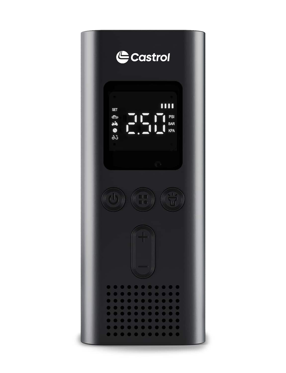 Castrol - 150 PSI Tire Inflator Air Compressor with Digital Display, 4000mAh Portable Power Bank & LED Light