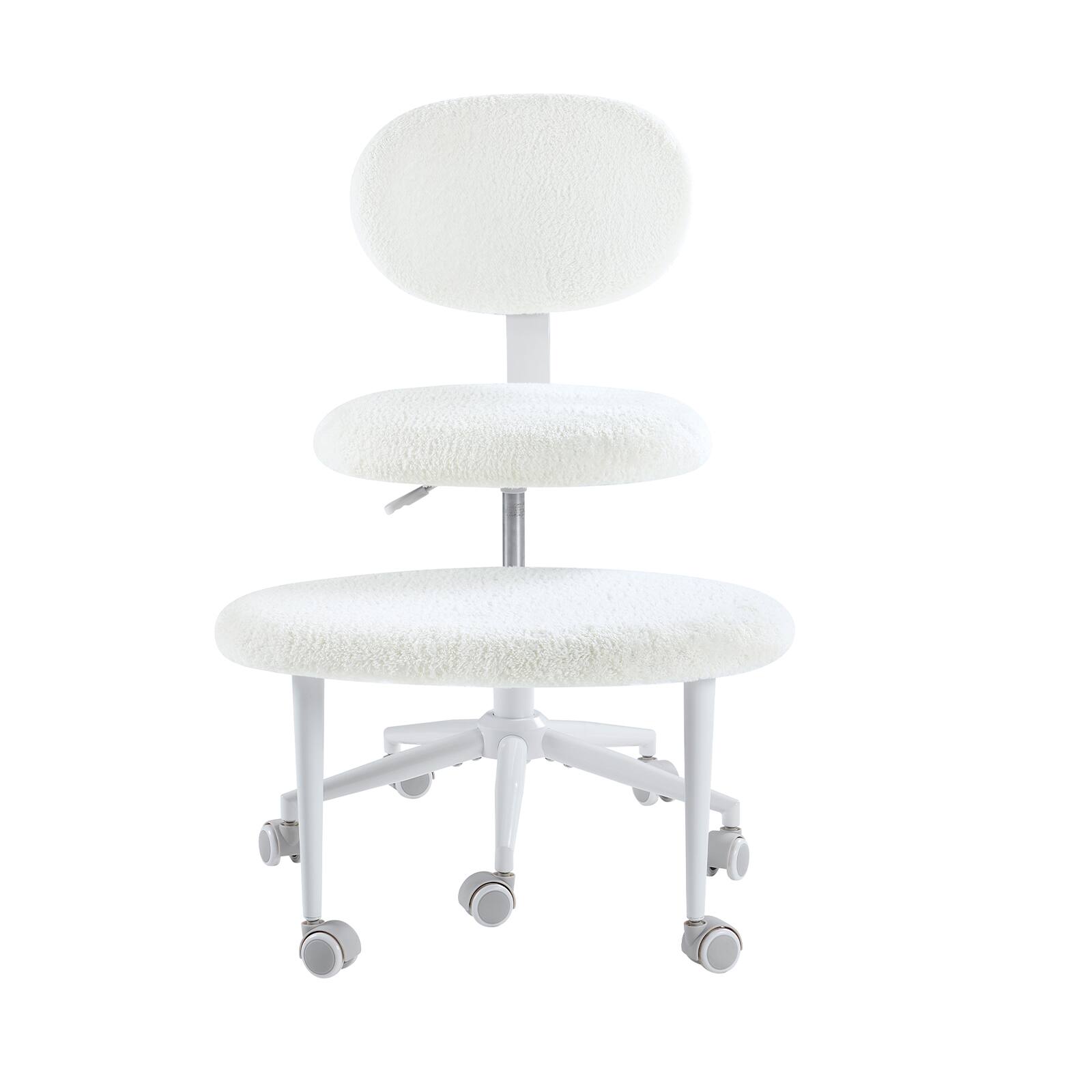 Alt View 4. Pinmoco - Pinmoco - Upholstered Office Chair Adjustable Height Ergonomic Office Chair with Lumbar Support and Wheels - Fleece Fabric Off-White.