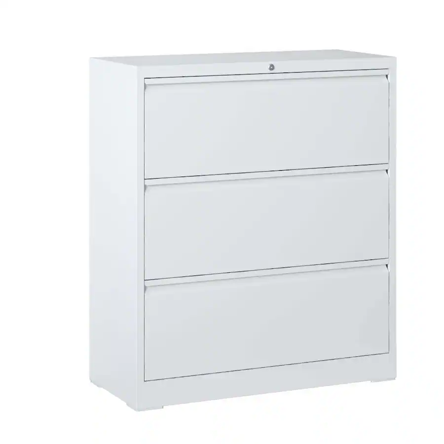 White Leeter R Loheer 3 Drawer Lateral File Cabinet White Locking Metal Filing Cabinet ...
