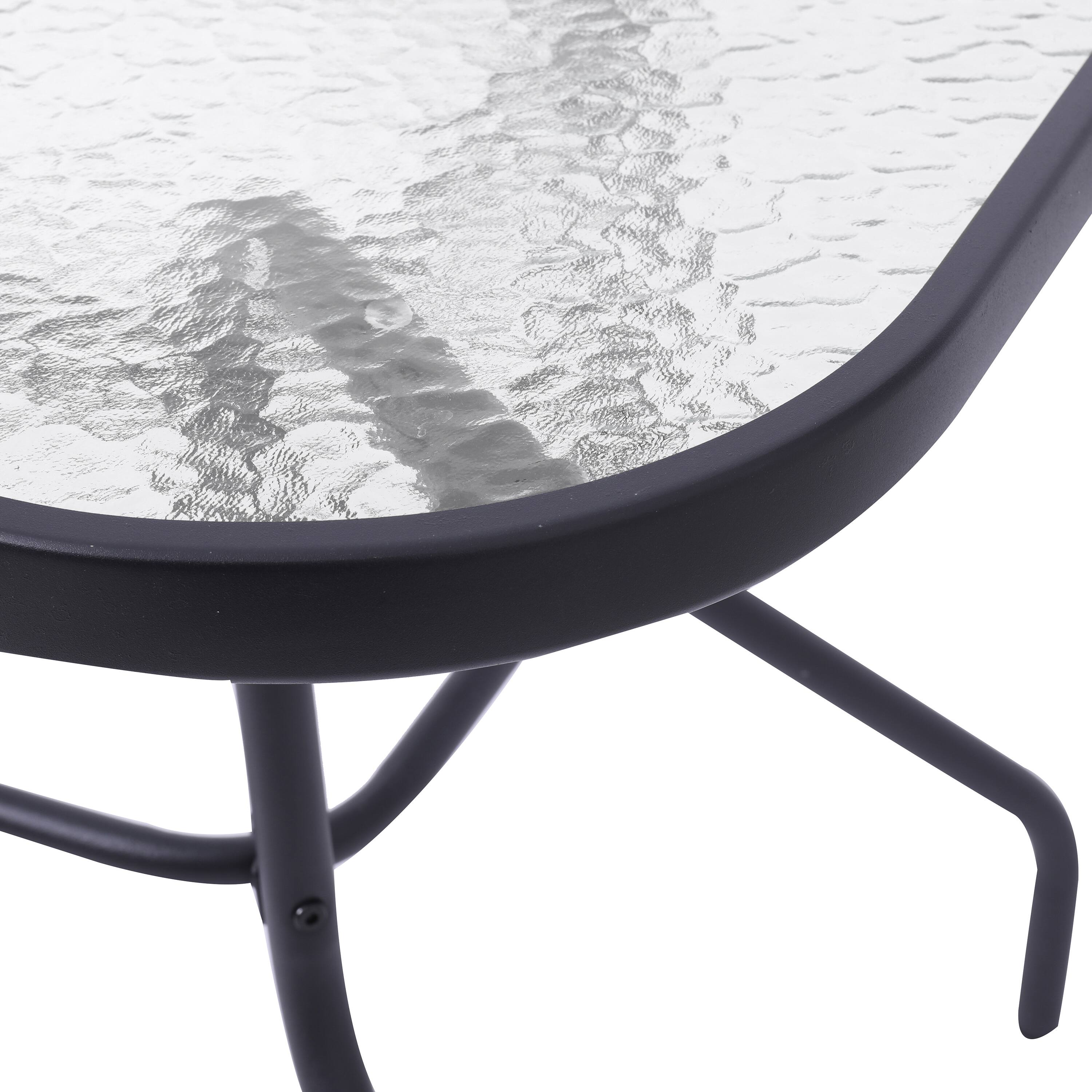 Alt View 9. Emma + Oliver - Tala Patio Table with Tempered Glass Top with Umbrella Hole and Steel Frame - Clear Top/Black Frame.