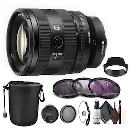 Bundle - Sony - FE 20-70mm f/4 G Lens (Sony E) (SEL2070G) + Filter Kit + Lens Pouch + More - - Black