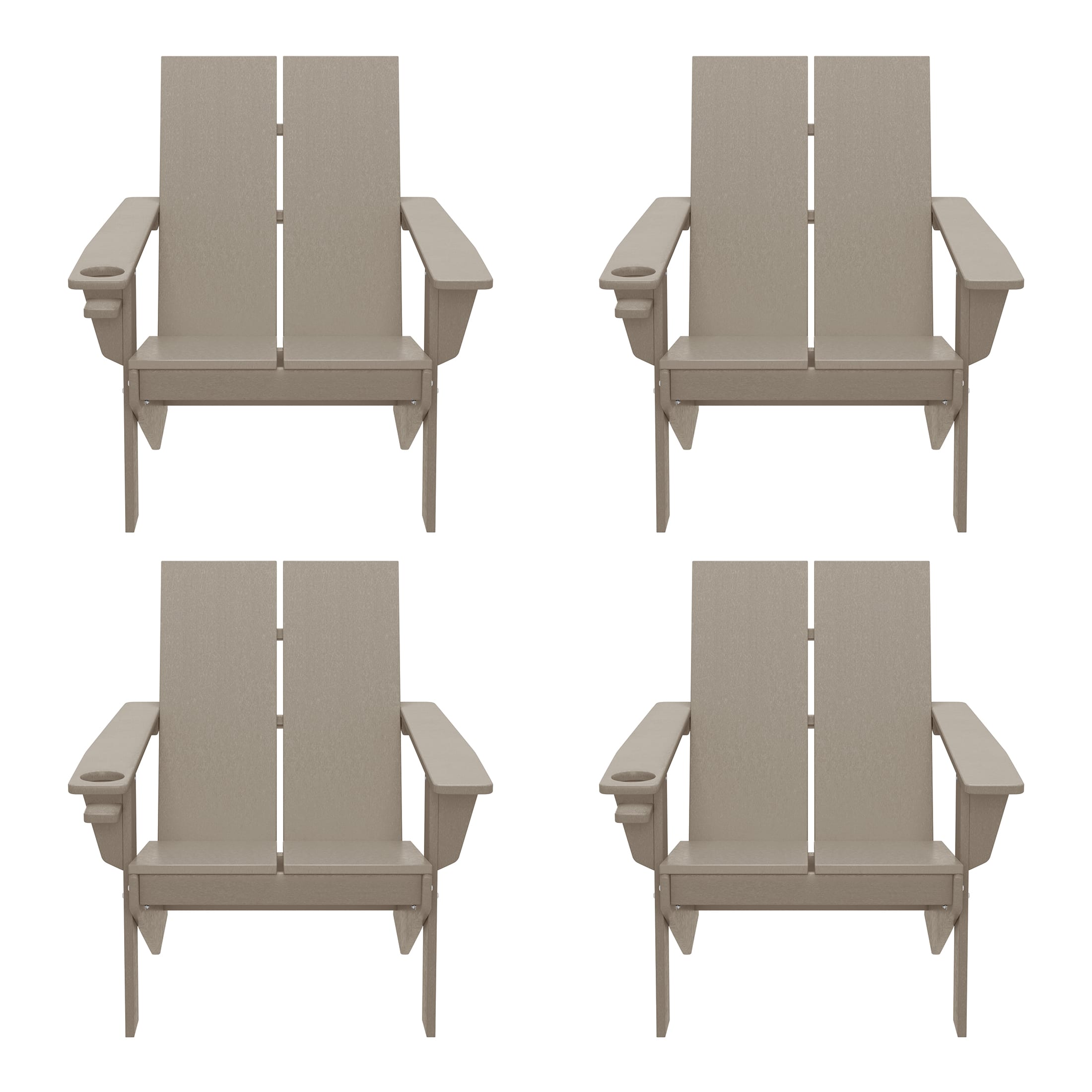 WestinTrends - Riviera Outdoor HDPE Modern Adirondack Chair with Cup Holder (Set of 4) - Weathered Wood price history on PriceWatchPro