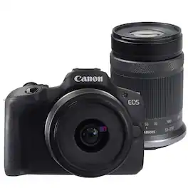 Canon - EOS R100 Mirrorless Camera with RF-S 18-45mm and RF-S 55-210mm IS STM Lens - Black