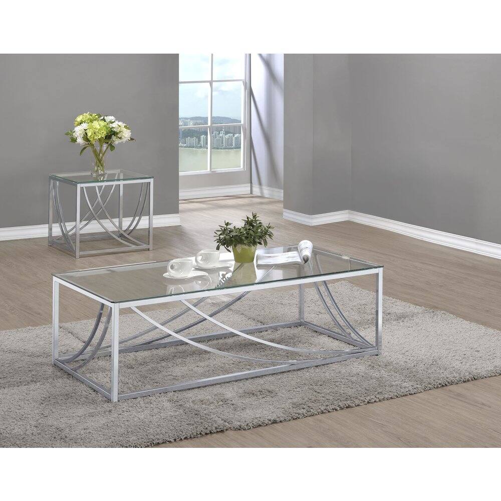 Alt View 1. Coaster Co. of America - Lille 2-piece Glass Top Coffee End Sofa Table Set Chrome - Silver.