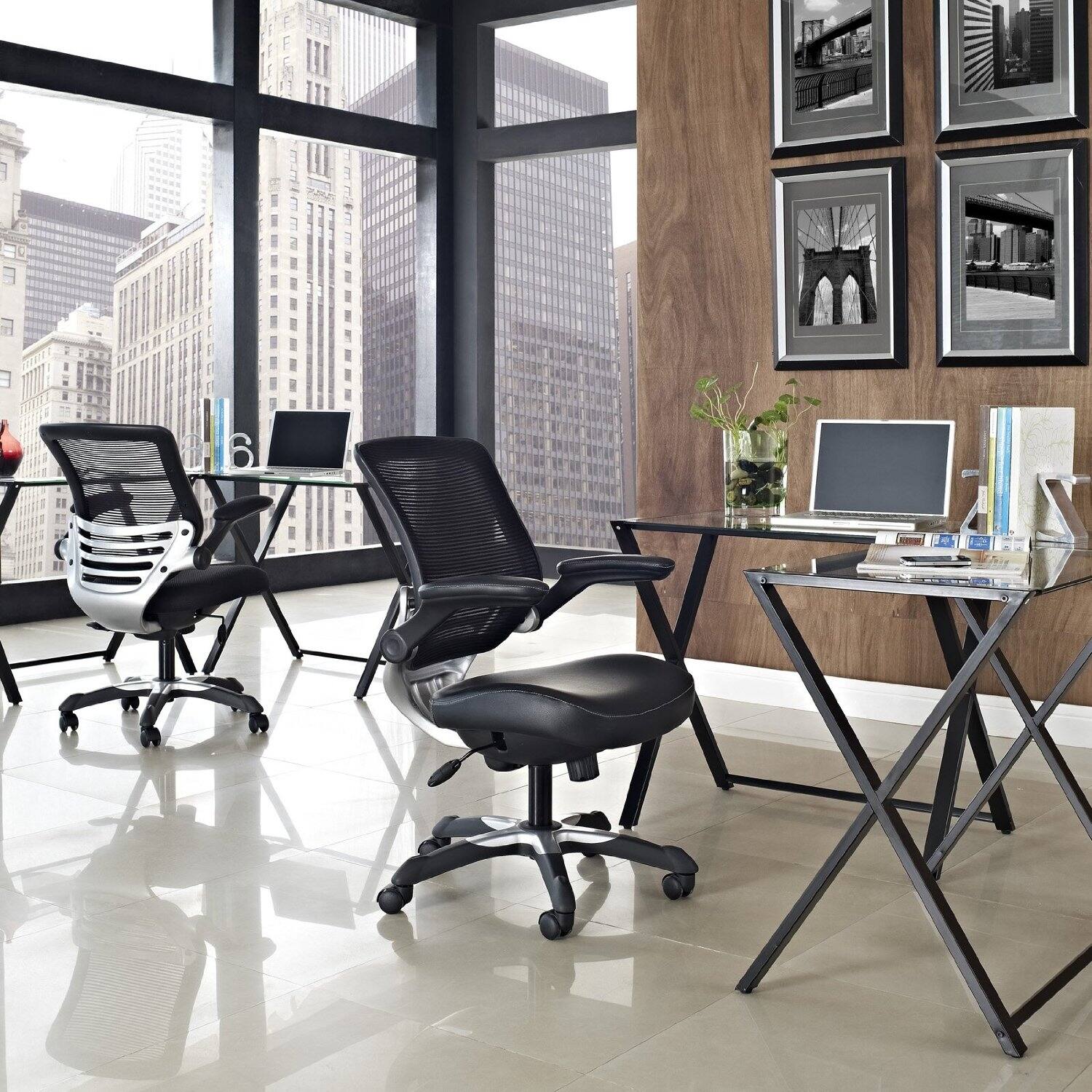 Alt View 1. Hivvago - Modern Black Mesh Back Ergonomic Office Chair  with Flip-up Arms - Black.