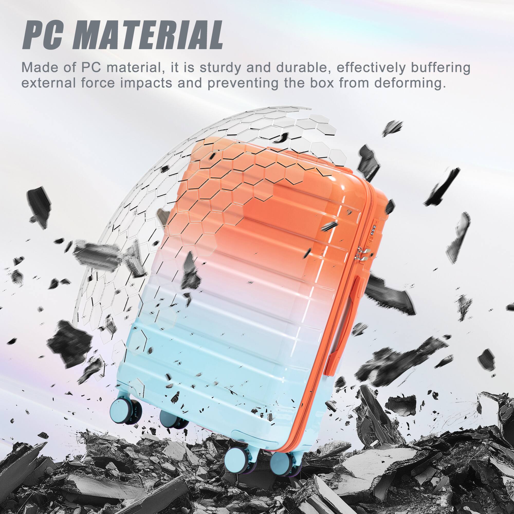 PC MATERIAL  
Made of PC material, it is sturdy and durable, effectively buffering external force impacts and preventing the box from deforming.
