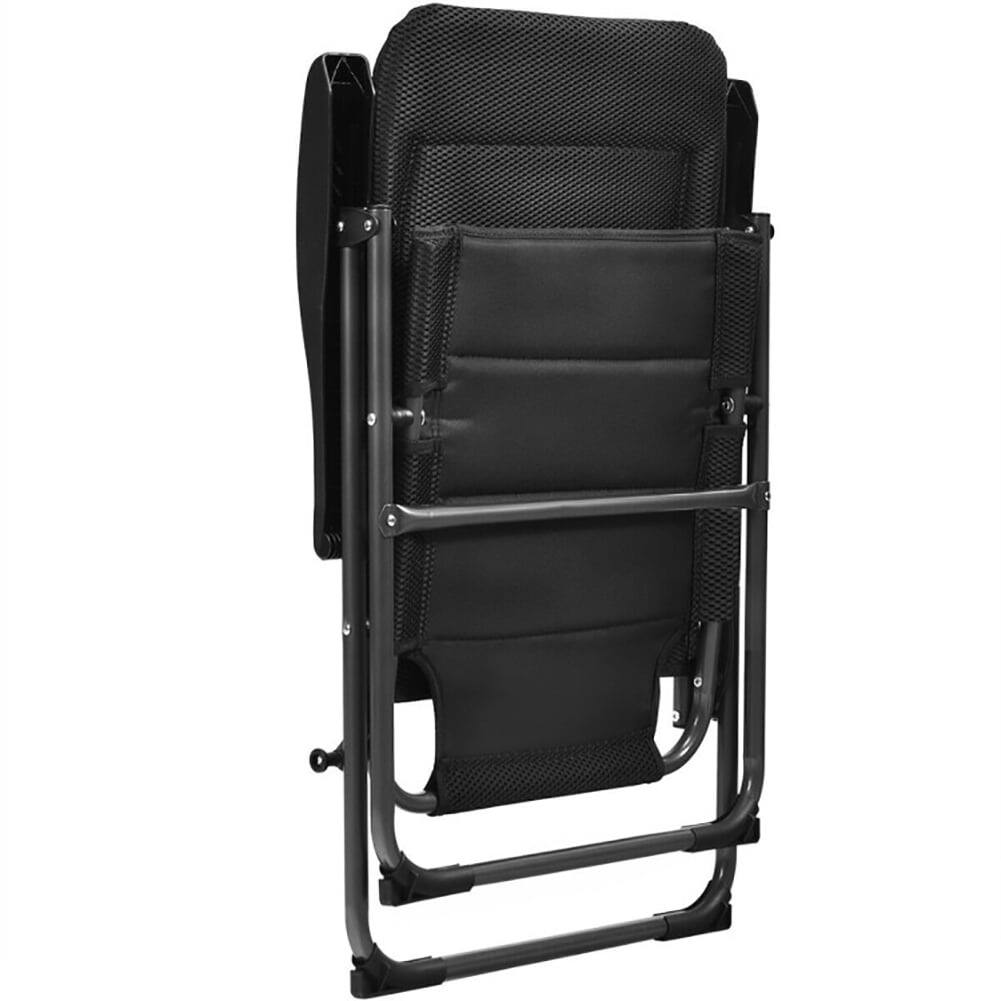Alt View 1. Pefilos - 2 Pieces Outdoor Folding Patio Chairs with Adjustable Backrests for Bistro and Backyard-Black, Oversized Padded Zero - Black.