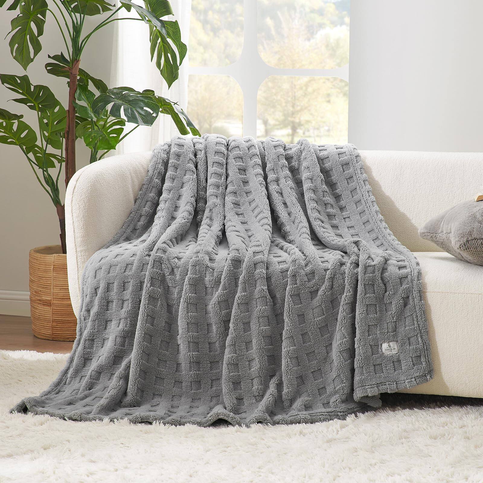 Dapper Styles - Soft Queen Blanket Lightweight Blankets Gift For Women Cute Checkered Throws Bed Couch And Sofa 90x90 Inches - Light Grey-Twin60x80"