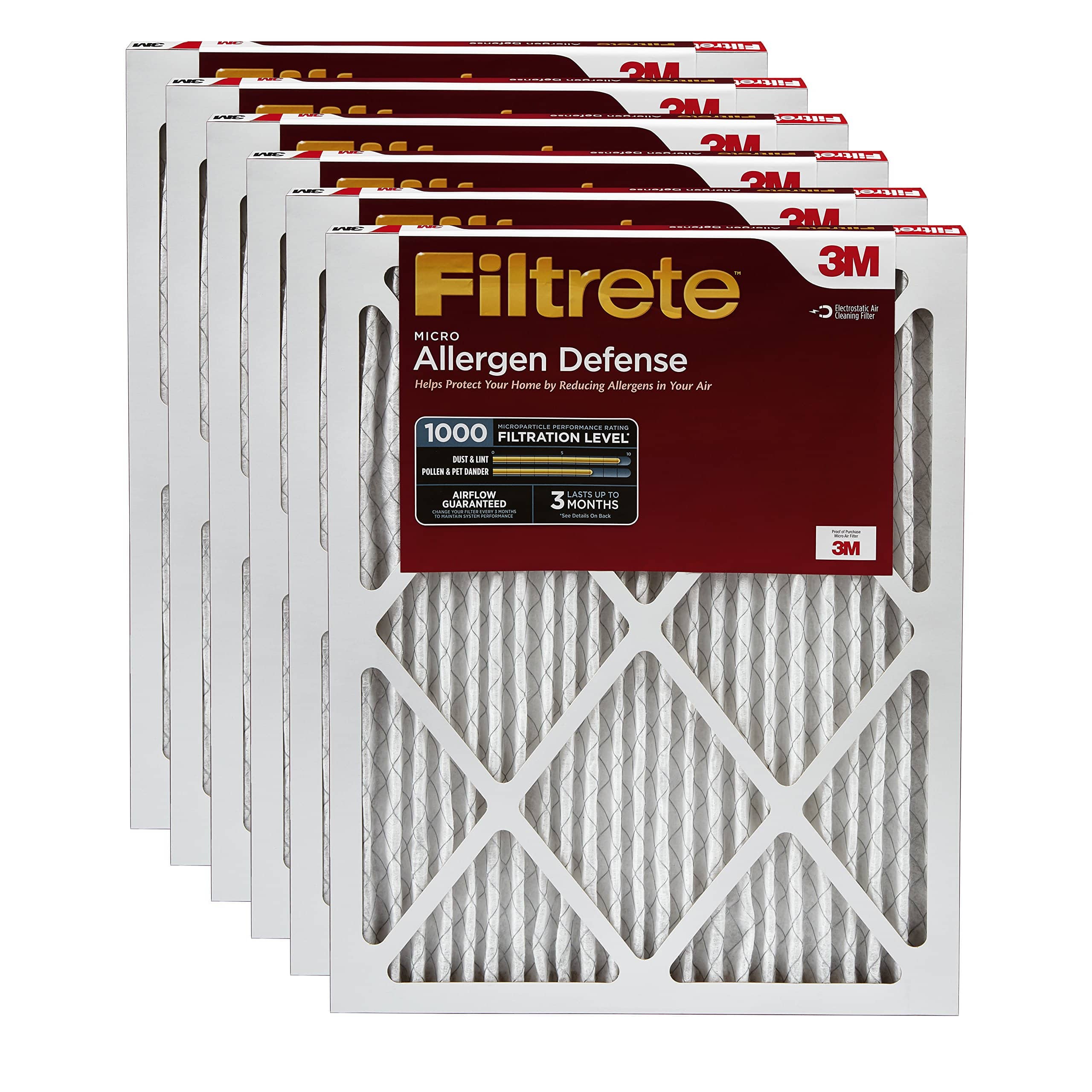 Amber Sporting Goods - Filtrete 12x20x1, AC Furnace Air Filter, MPR 1000, Micro Allergen Defense, 6-Pack