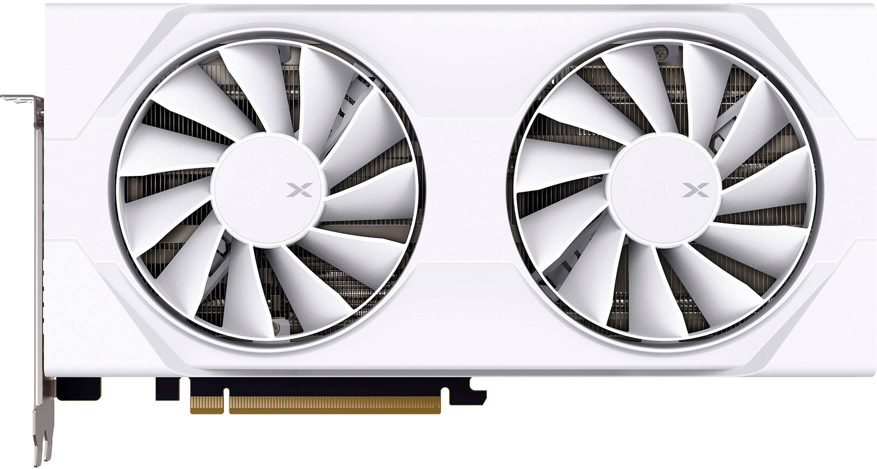 Left. XFX - Swift AMD Radeon RX 9060XT OC Gaming Edition 8GB GDDR6 PCI Express 5.0 Gaming Graphics Card - White.