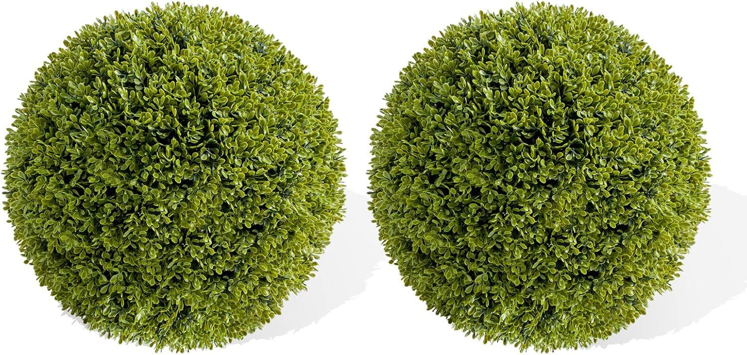 Front. Homhougo - 15.7 inch Artificial Plant Topiary Ball Set of 2, Lifelike Artificial Boxwood Ball, UV Resistant Faux Greenery Balls, - Aglaia Odorata.