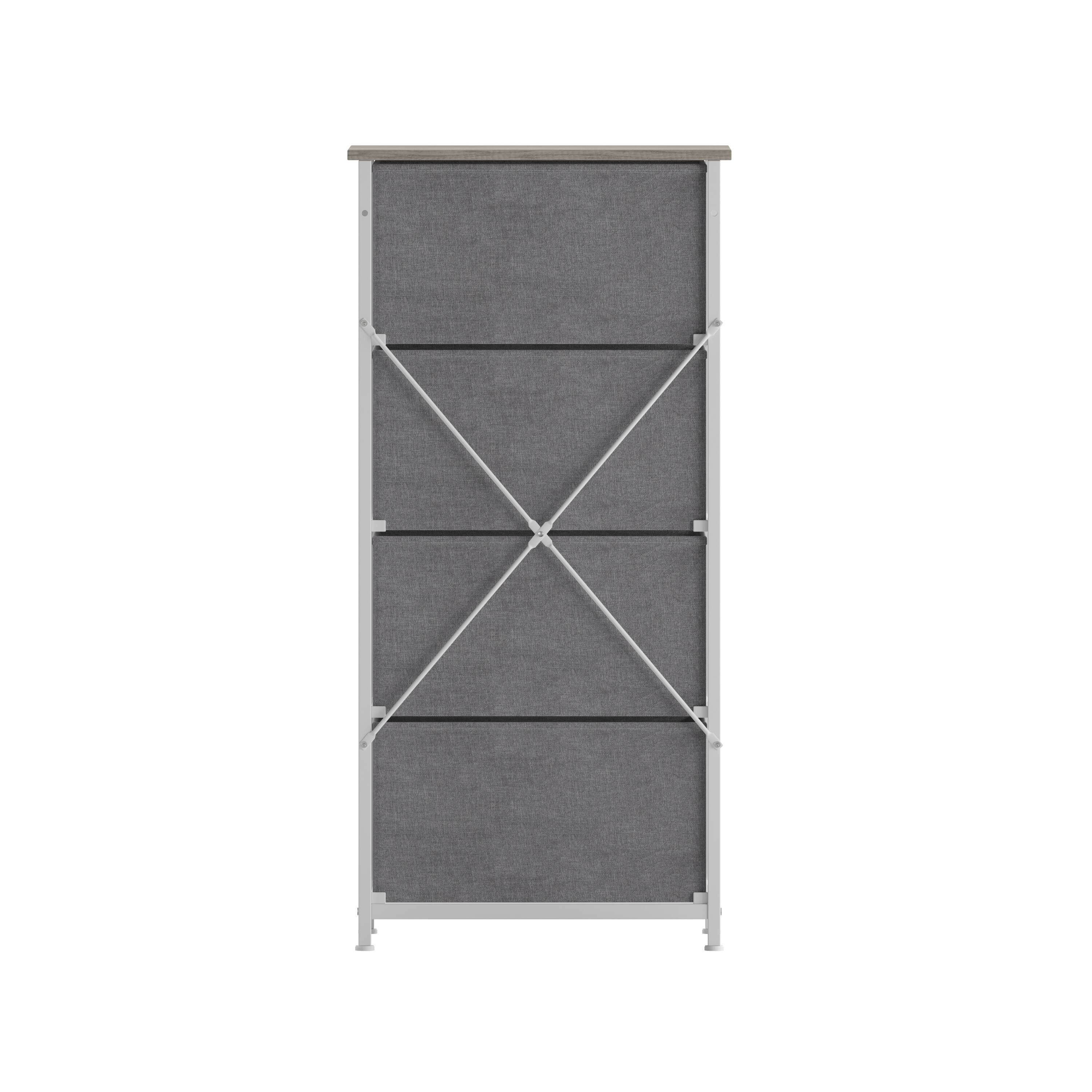 Alt View 7. Emma + Oliver - Marley 4 Drawer Storage Dresser with Cast Iron Frame, Wood Top and Easy Pull Engineered Wood Drawers with Wooden Handles - Light Natural Drawers/White Frame.