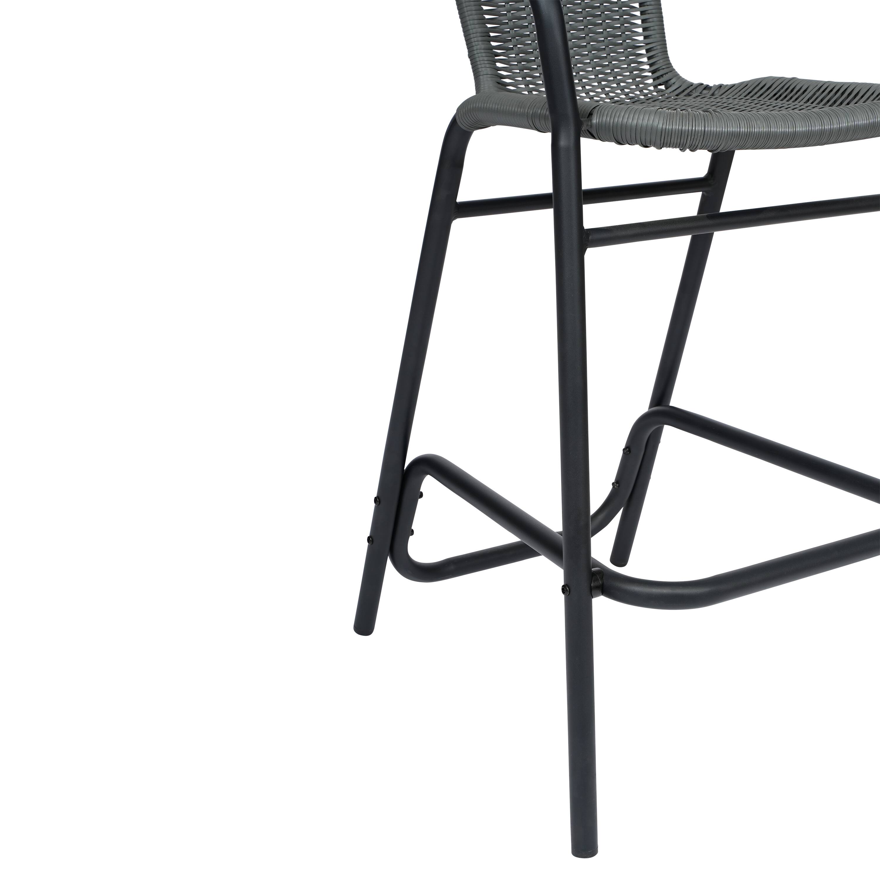 Alt View 9. Emma + Oliver - Rhea Set of Four Indoor/Outdoor Restaurant Style Rattan Barstools - Gray.
