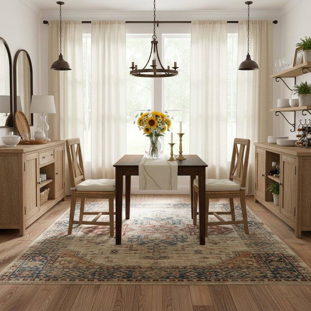 Alt View 5. FurniFact - Small Square Wood Kitchen Table - Multi.