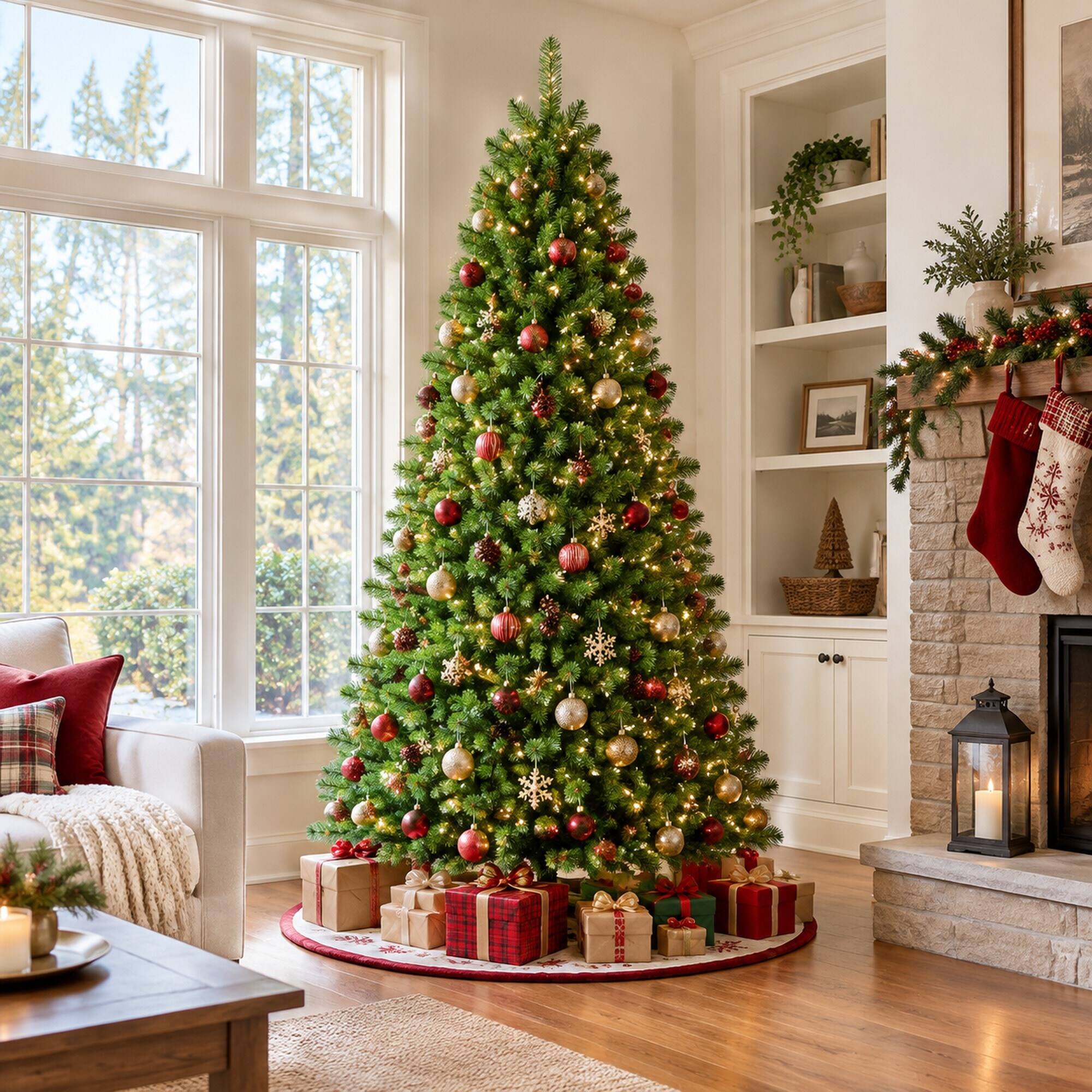 RYHNUYNE 9 Ft Artificial Christmas Tree With Memory Wire 1910 Tips ...