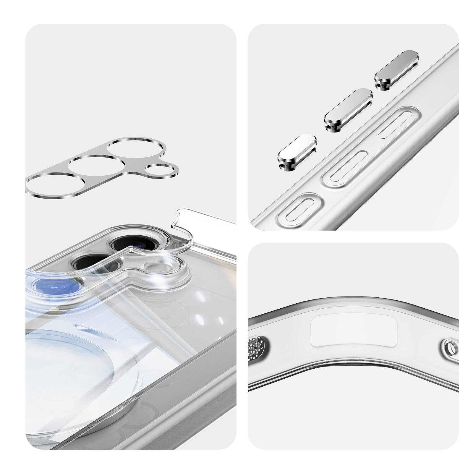Alt View 1. Dteck - Magnetic Clear Case For Samsung Galaxy S26, Shockproof Anti-Scratch 360° Ring Holder Stand PC+TPU Protection Cover - White.