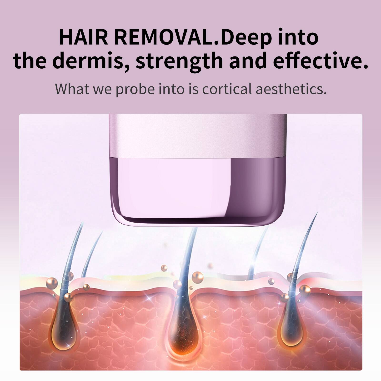 HAIR REMOVAL. Deep into the dermis, strength and effective.  
What we probe into is cortical aesthetics.