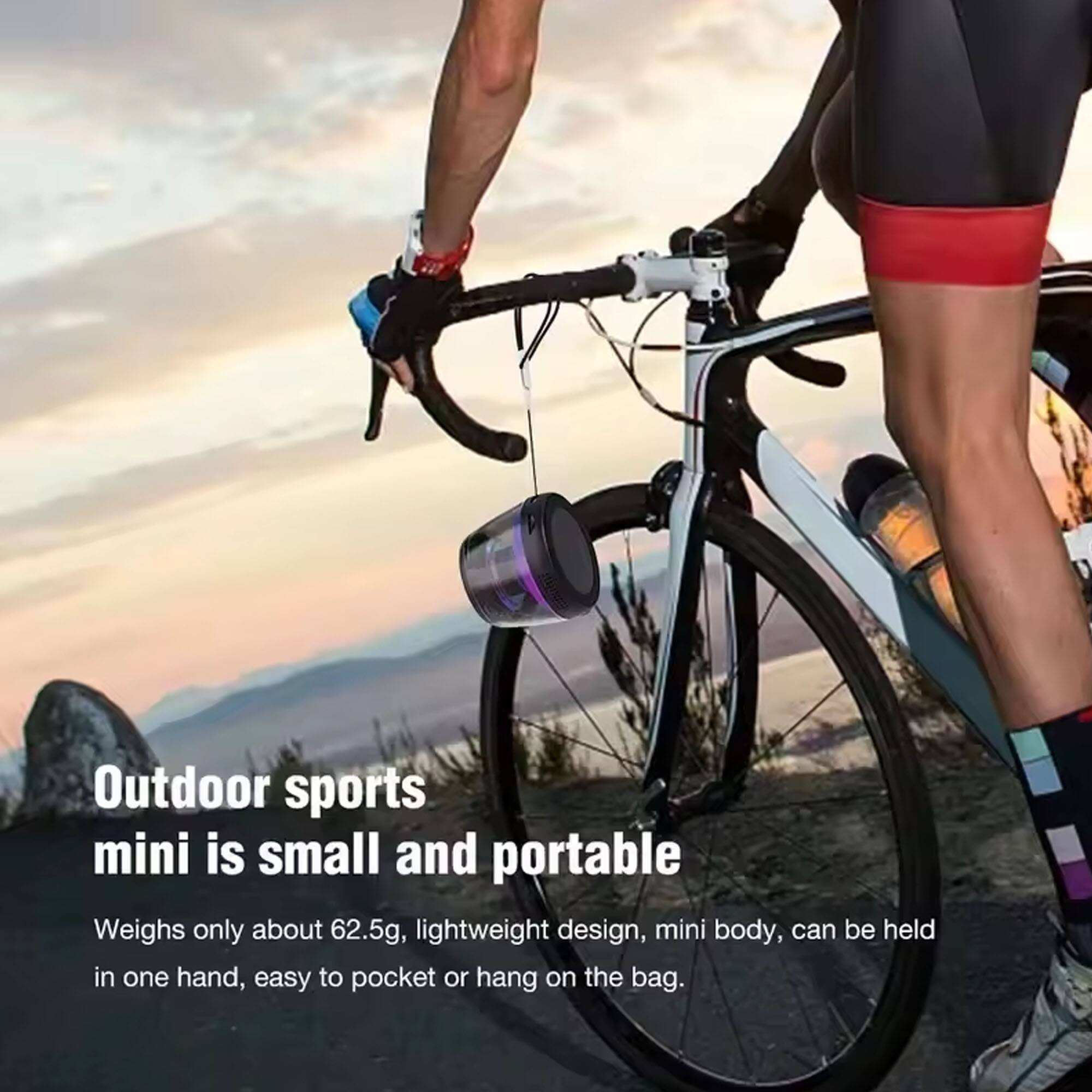 Outdoor sports mini is small and portable.  
Weighs only about 62.5g, lightweight design, mini body, can be held in one hand, easy to pocket or hang on the bag.