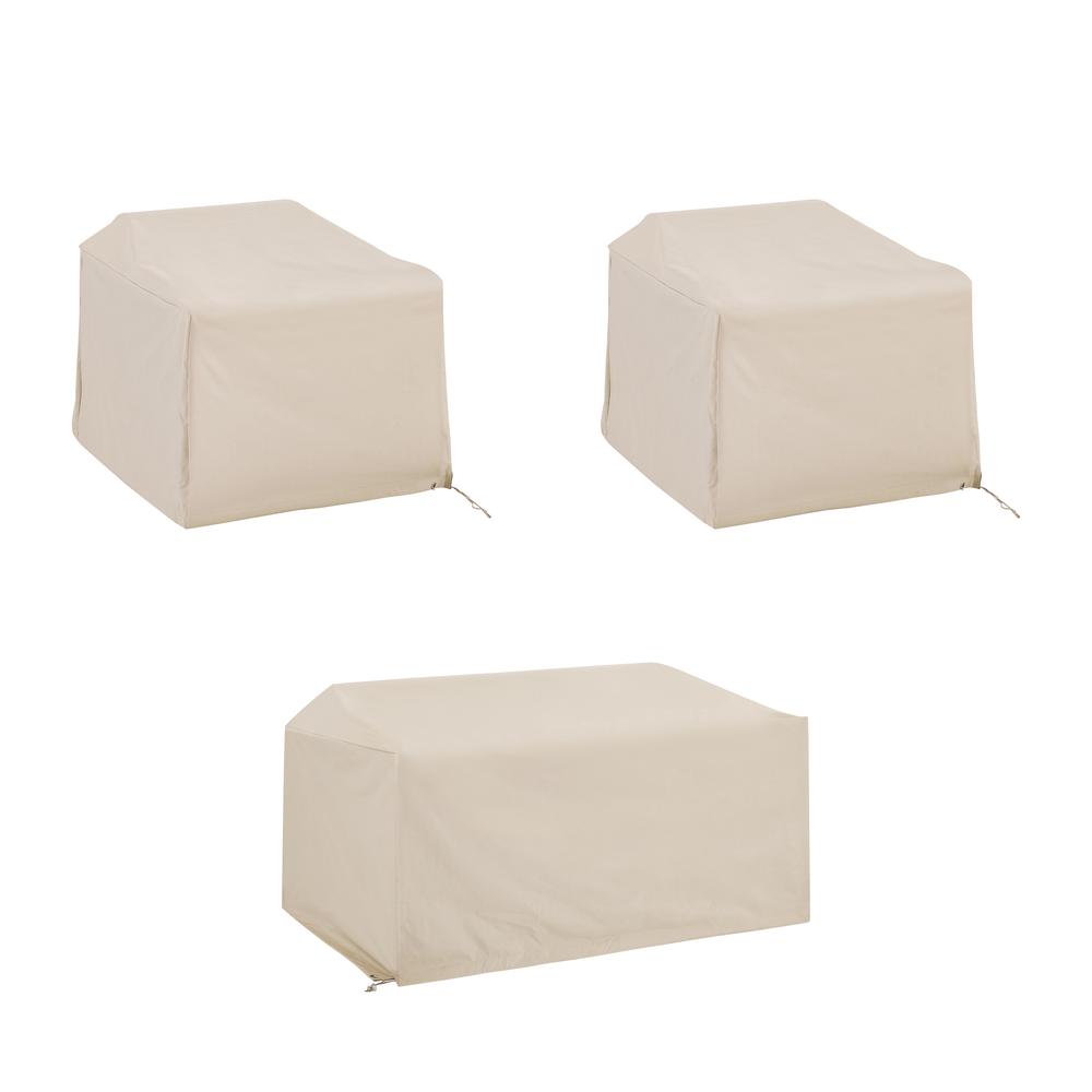 Left. Crosley Furniture - 3Pc Outdoor Furniture Cover Set - Loveseat & 2 Chairs - Tan.