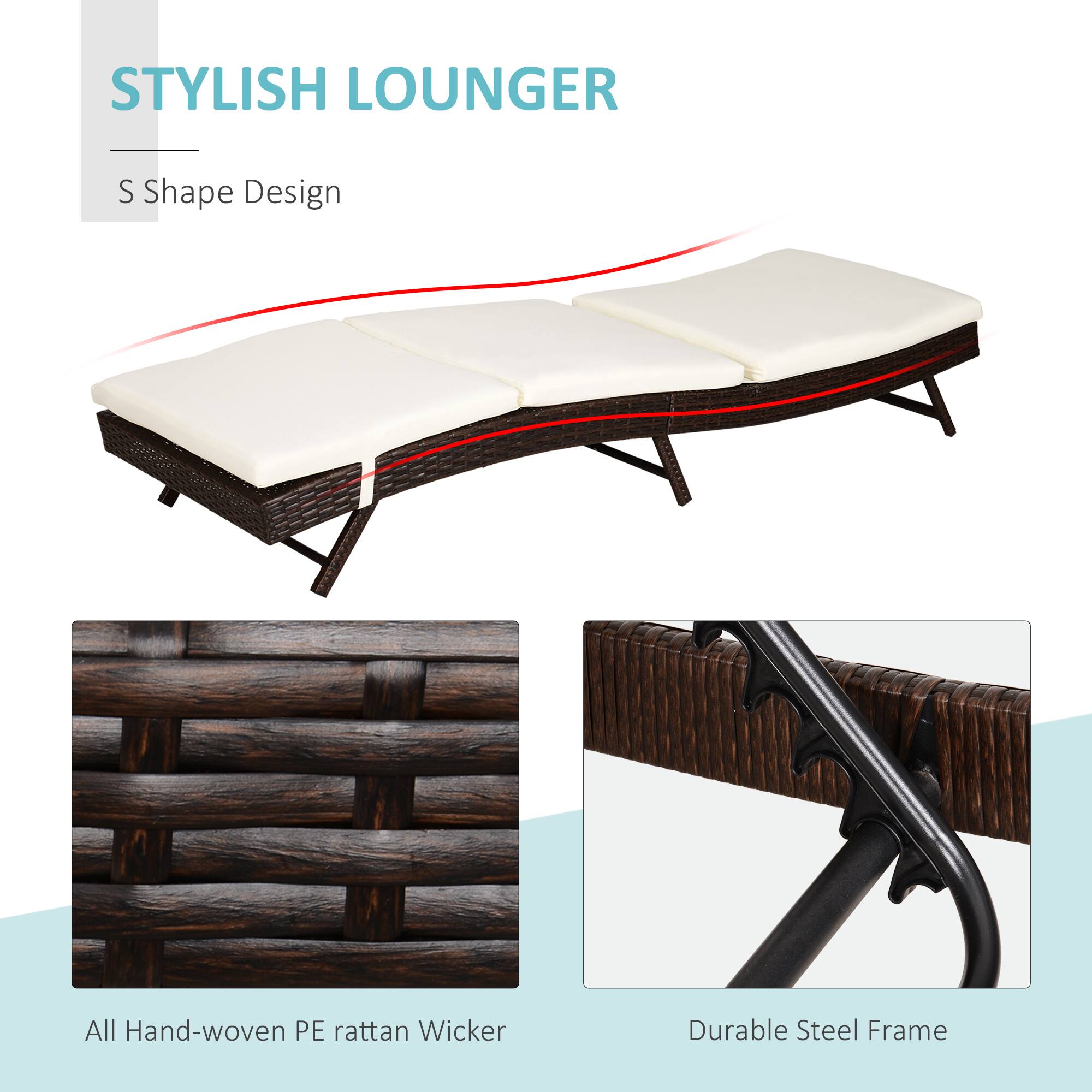 STYLISH LOUNGER

S Shape Design

All Hand-woven PE rattan Wicker

Durable Steel Frame