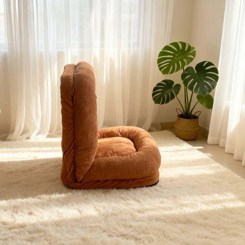 Alt View 10. Loheer - Loheer Egg Tart Lazy Sofa Adjustable Folding Floor Chair Bed - Beige.