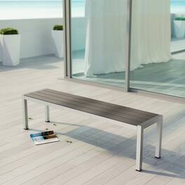 Shore Outdoor Patio Aluminum Bench by Modway - Silver Gray