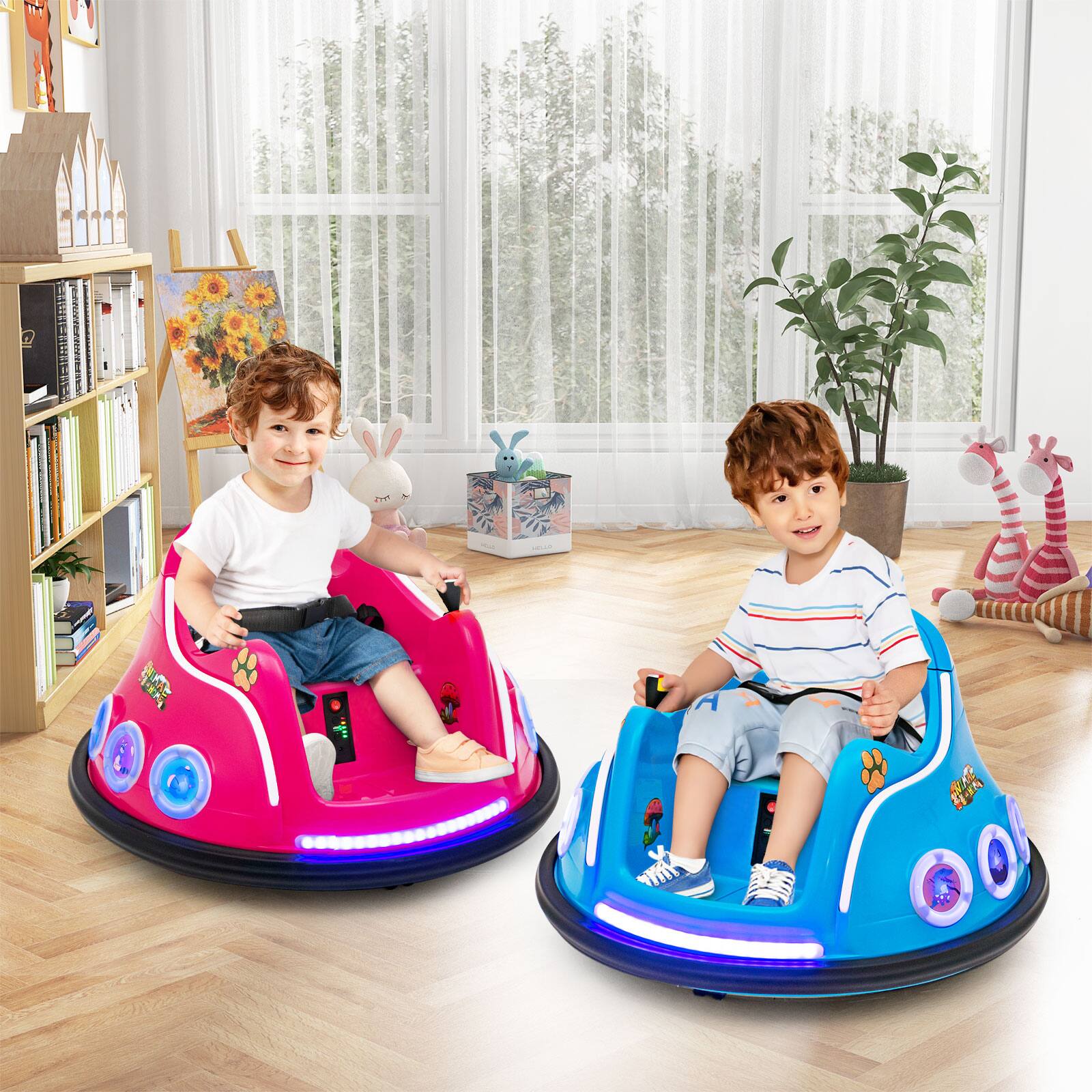 Alt View 1. Costway - Costway 12V Kids Ride on Bumper Car Remote Control w/ Flashing LED Light & Music - Pink.