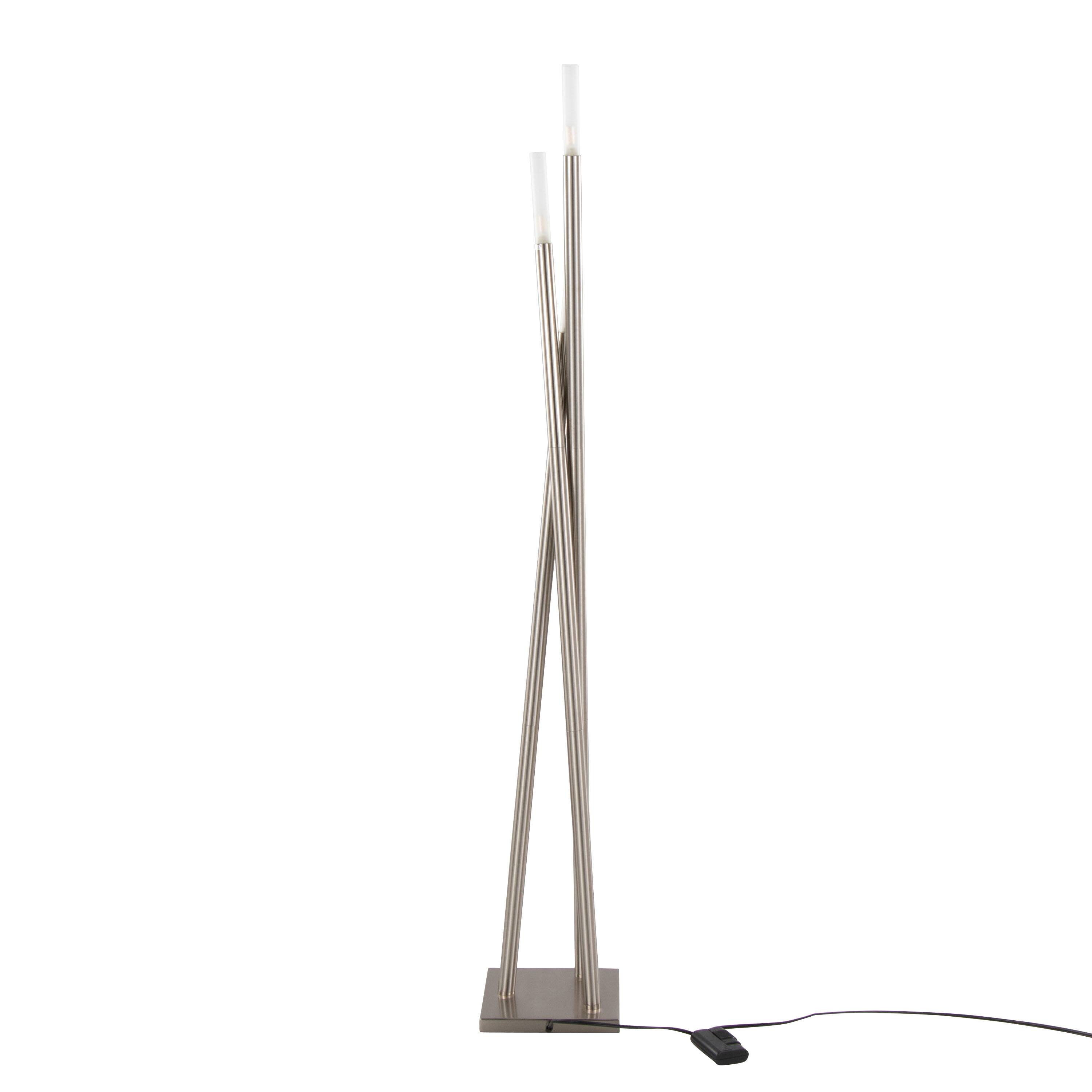 Alt View 1. Loheer - Loheer 67 Inch Icicle Contemporary Floor Lamp Brushed Nickel Modern Standing Lamp for Living Room and Bedroom - Brushed Nickel.