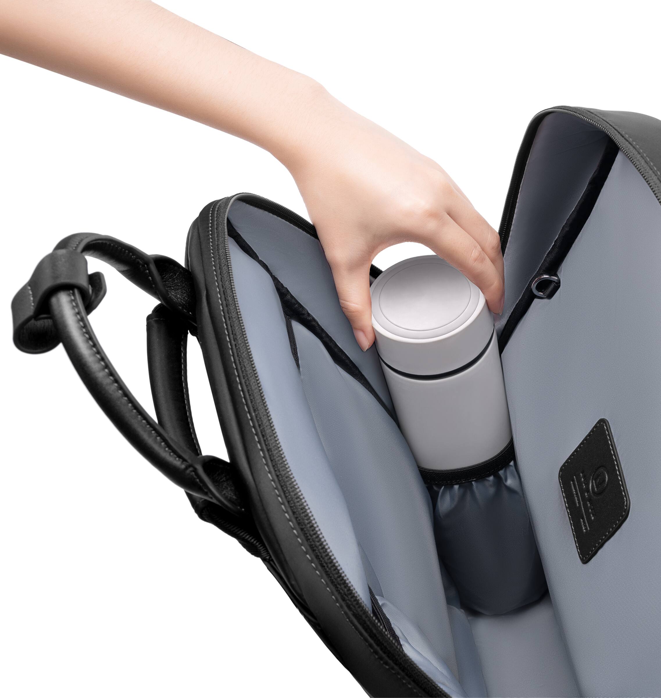 Alt View 3. Lux & Nyx - Lux & Nyx - Origami Slim 16" Laptop Backpack - Convertible Shoulder Bag - Black.