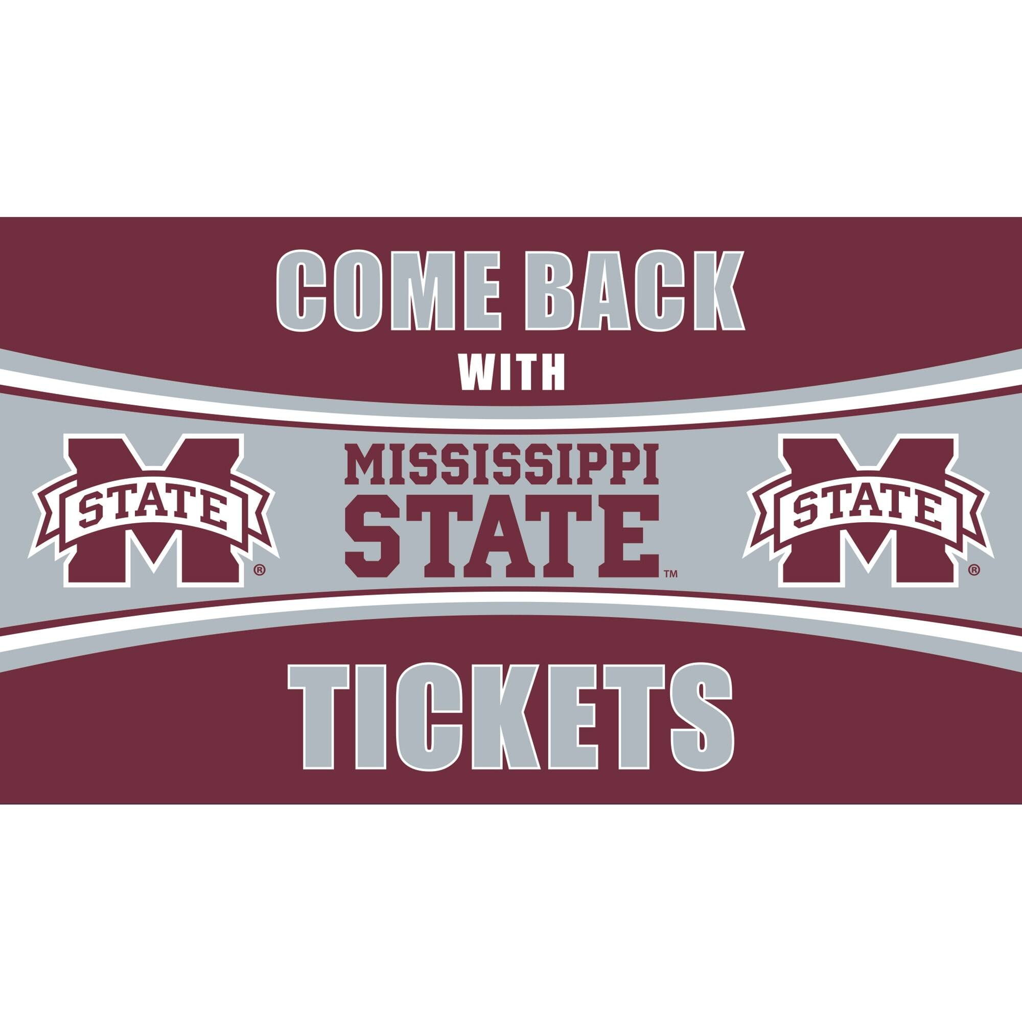 Evergreen Enterprises - Mississippi State Bulldogs 28" x 16" Come Back With Tickets Door Mat - Multicolor
