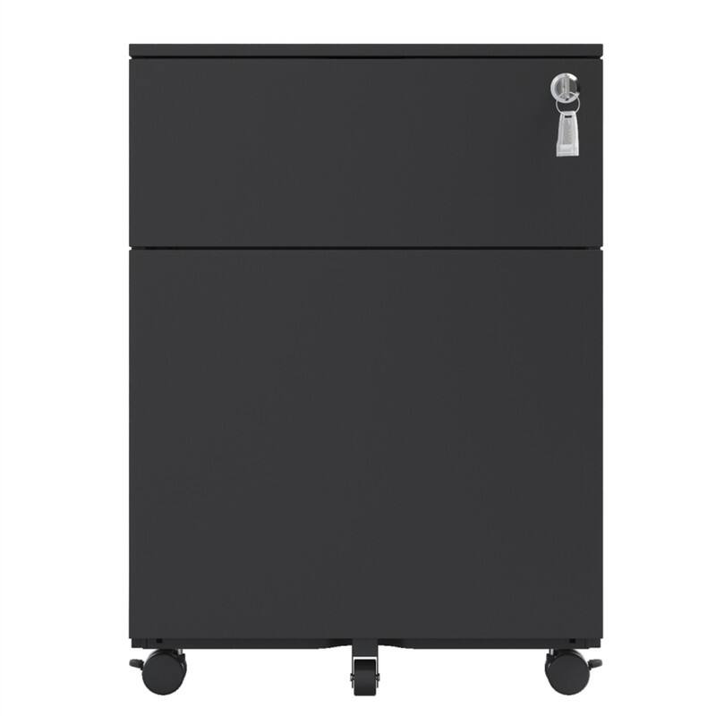 Angle. HTUTWOO - 2 Drawer Mobile File Cabinet with Lock Steel File Cabinet - Fully Assembled except for Wheels, Home/Office Design - Black.