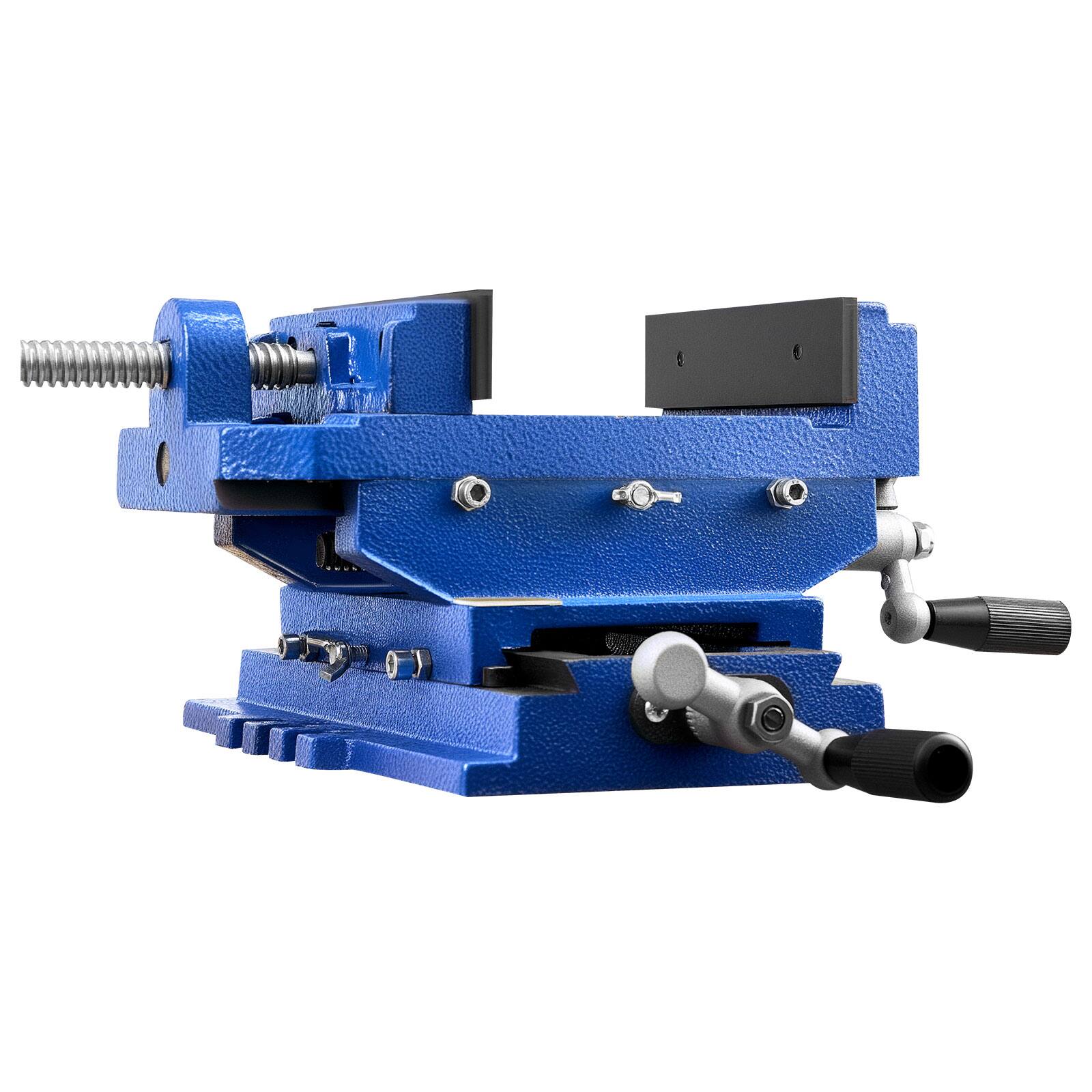 Alt View 5. VEVOR - Cross Slide Drill Press Vise, 4Inch Jaw Width, 2 Way X-Y Axis Bench Vise, 3.5 Inch Max Jaw Opening, Heavy Duty Cast Iron - Blue.