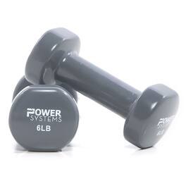 Power Systems - 6 lbs Deluxe Vinyl Dumbbells Set, Pair of Dumbbell Weight with Non-Slip Grip - Black