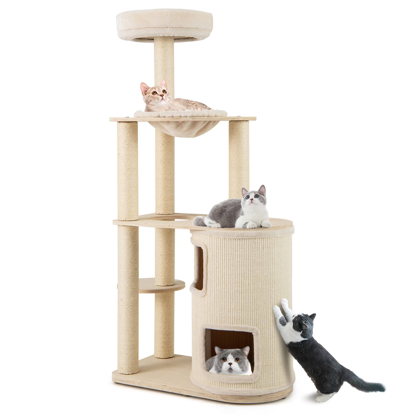 Gymax - Modern Cat Tree for Indoor Cats w/ 2-Story Condo Sisal Scratching Posts & Mat - GYM17705