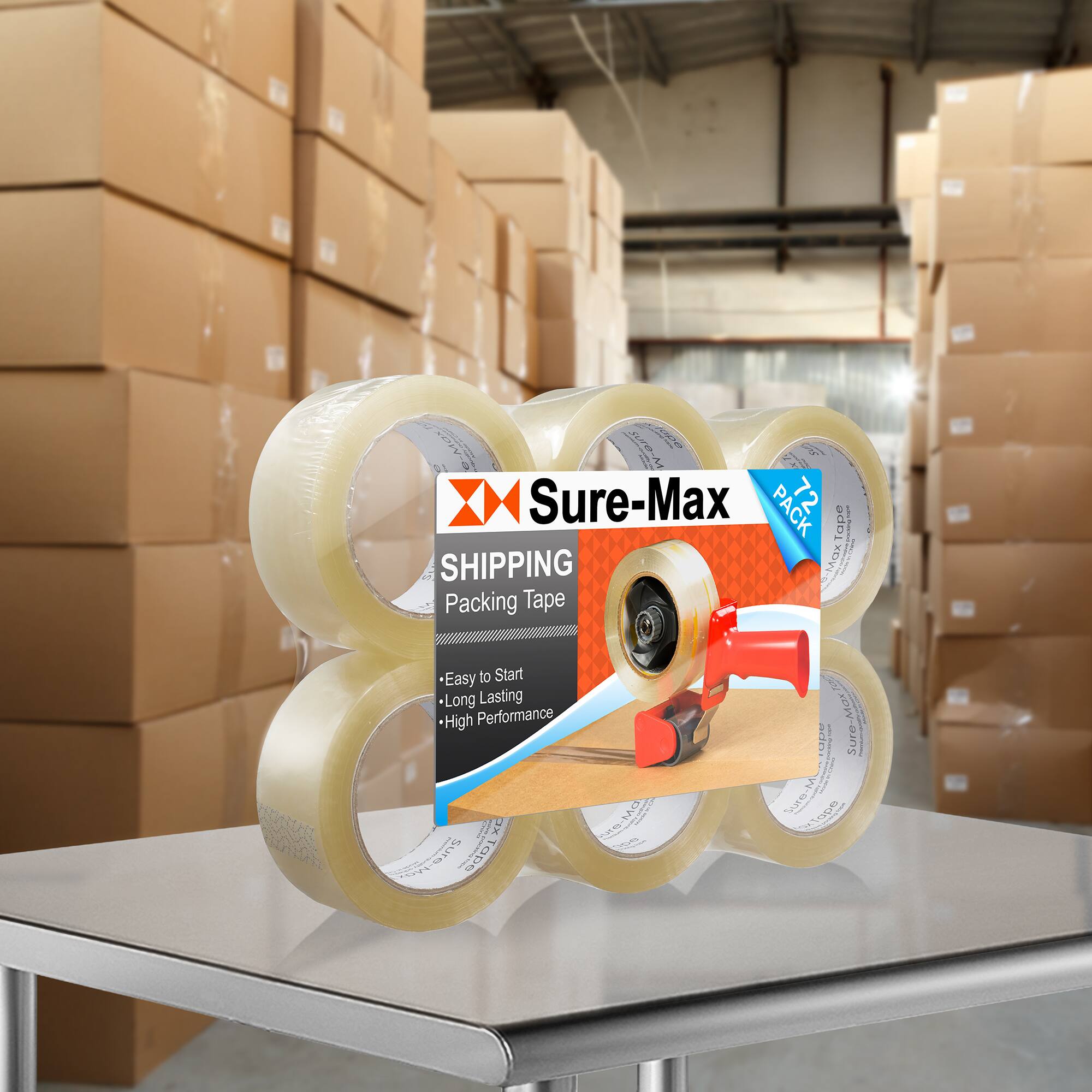 Sure-Max Shipping Packing Tape  
72 Rolls  
Easy to Start  
Long Lasting  
High Performance