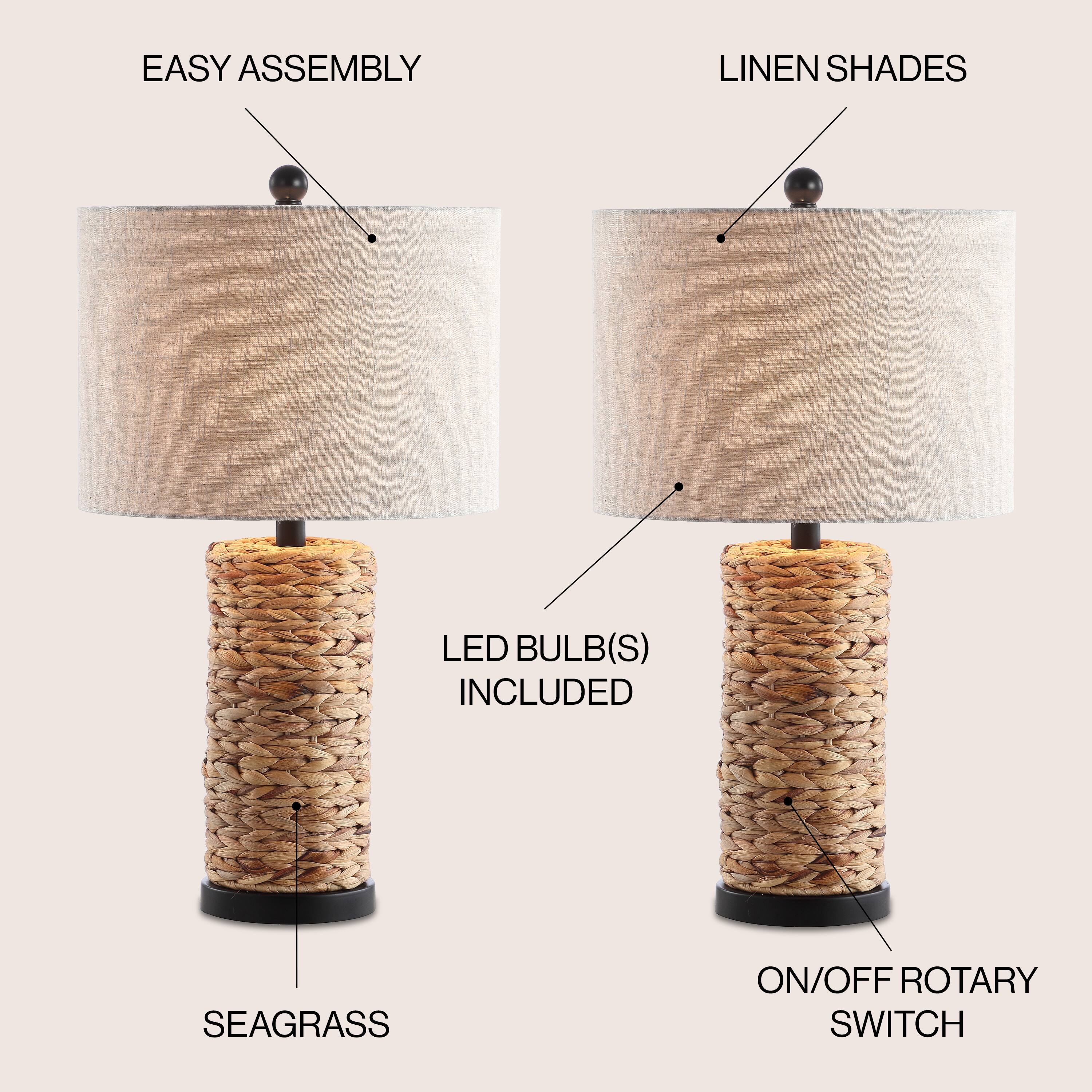 EASY ASSEMBLY  
LINEN SHADES  
LED BULB(S) INCLUDED  
SEAGRASS  
ON/OFF ROTARY SWITCH