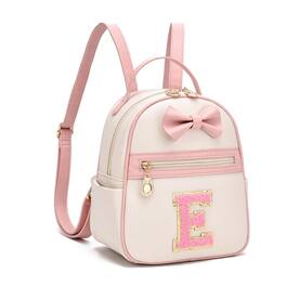 Pacoar Cade - Initial Bowknot Small Leather Backpack Cute Mini Personalized Trendy Stuff Gifts For Women Pink-m - Pink-e
